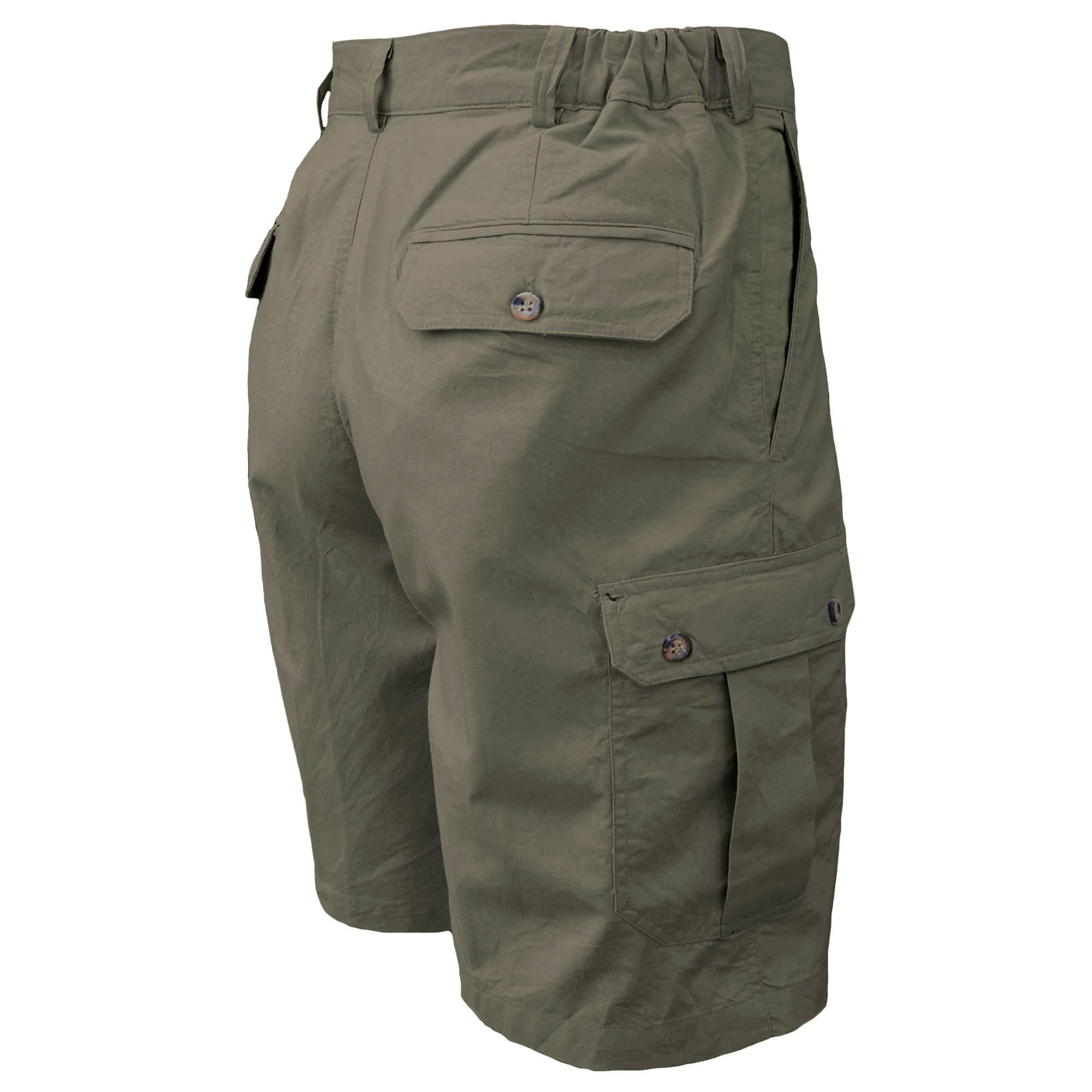 Green cargo shorts on a white background