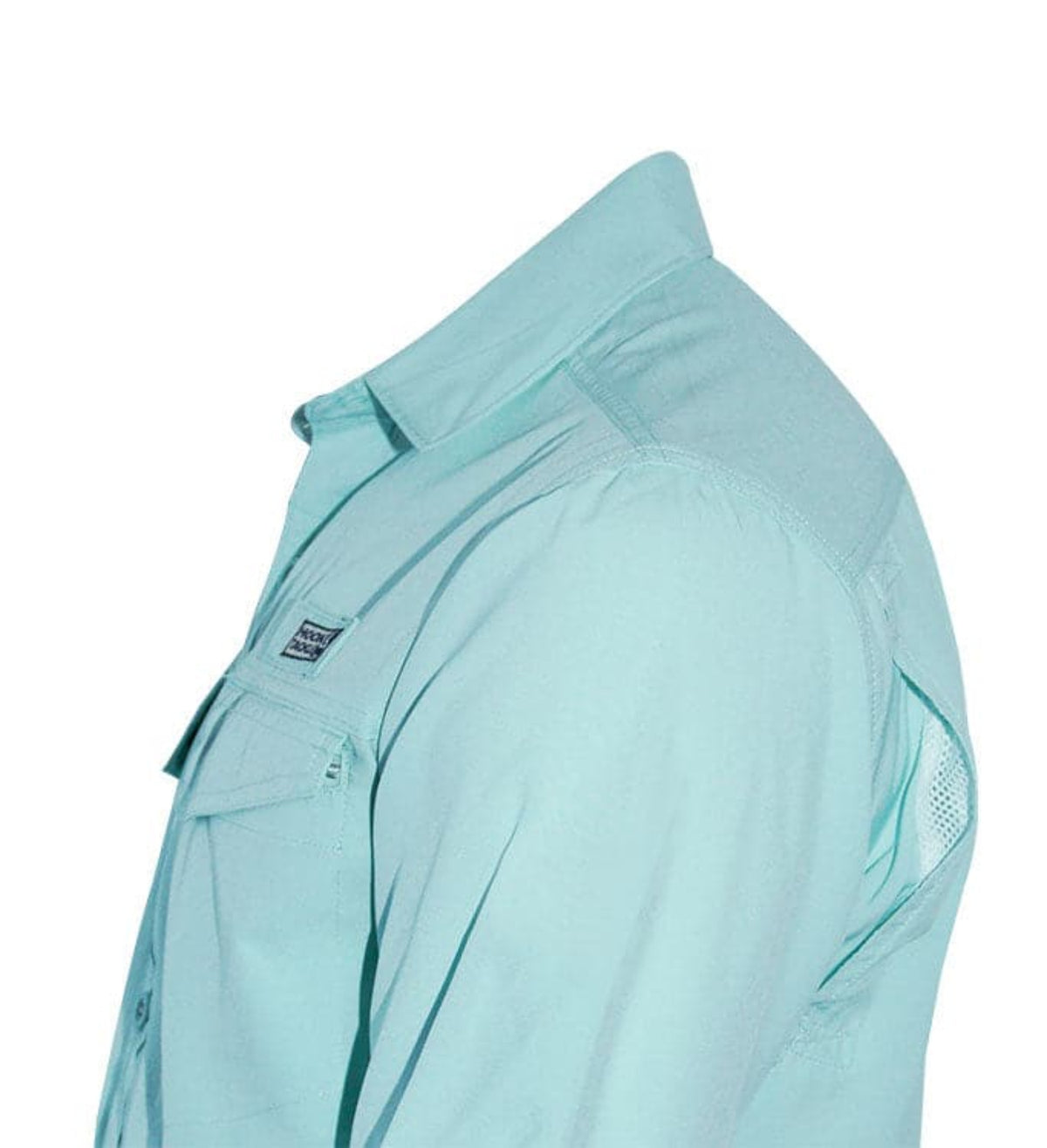 Light blue shirt with a collar on a white background