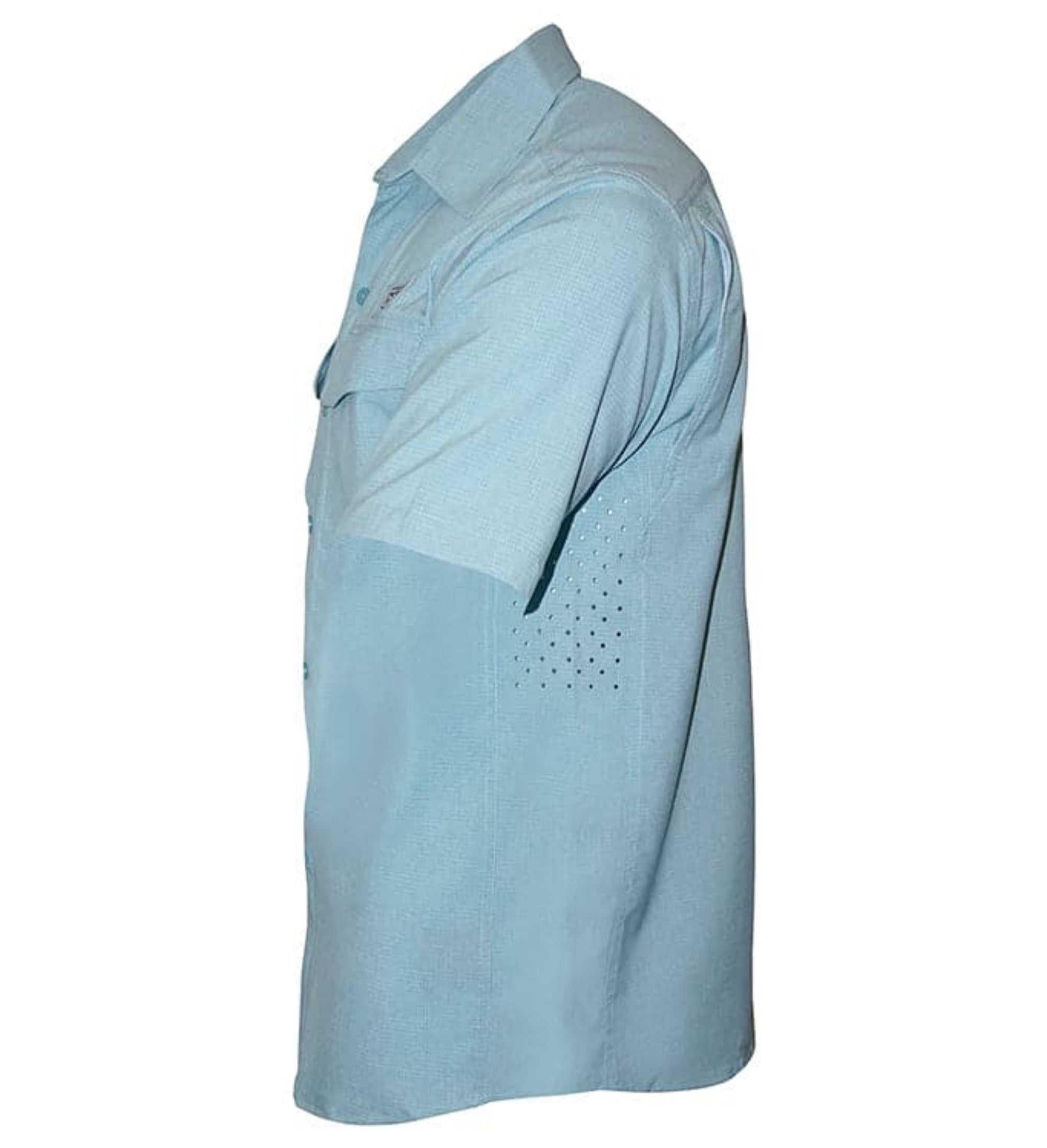 Light blue shirt with a pocket on a white background