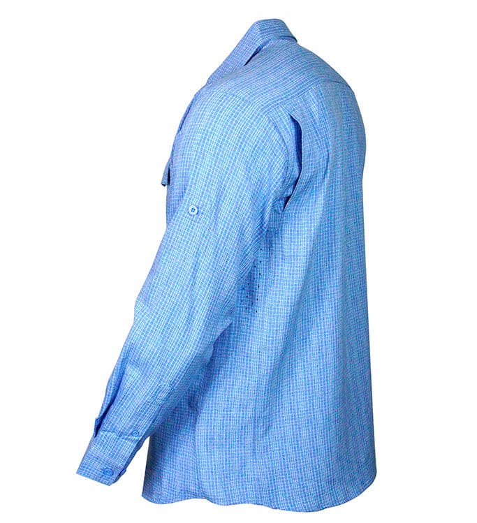 Blue checkered shirt on a white background