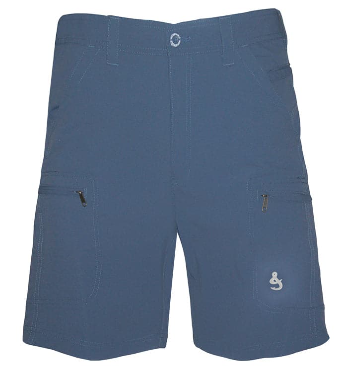 Blue shorts with a logo on a white background