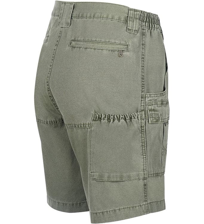 Green cargo shorts on a white background