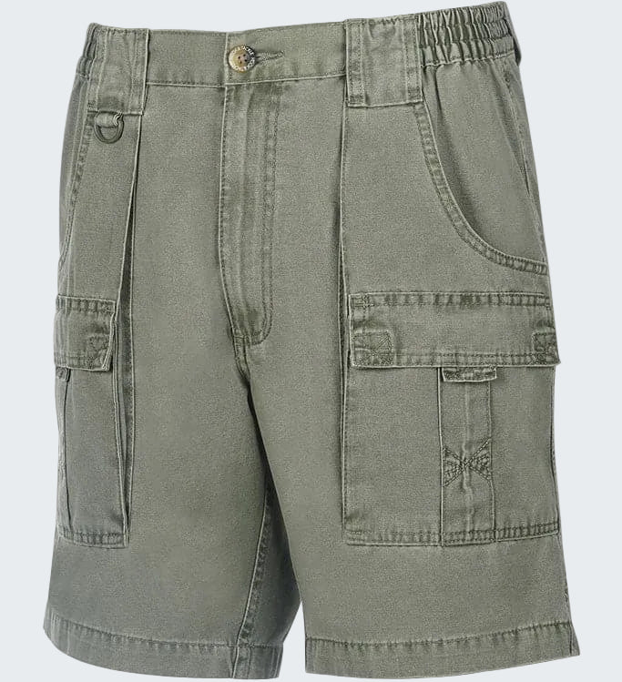 Green cargo shorts on a white background