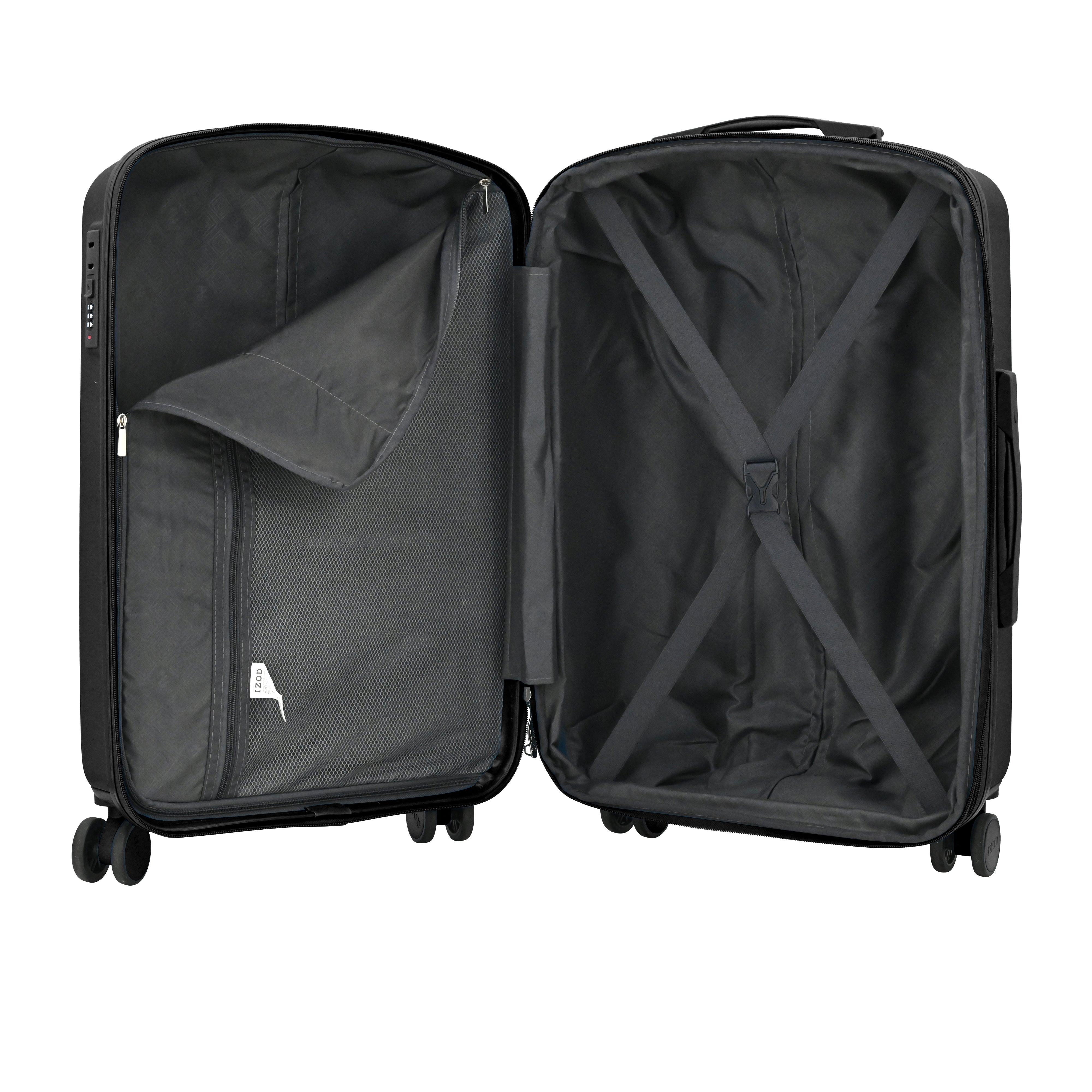 Open green suitcase on a white background