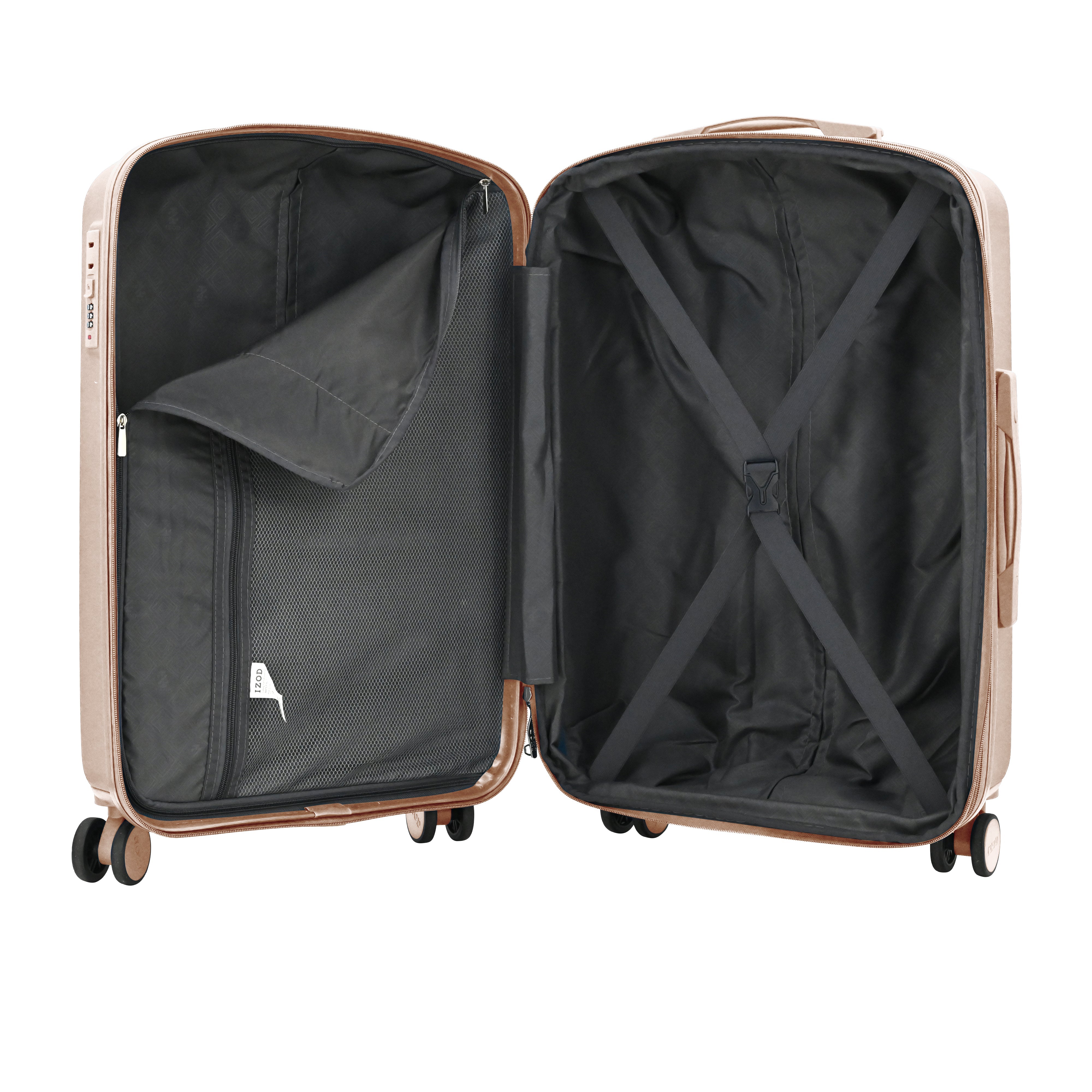 Open suitcase with black interior on a white background