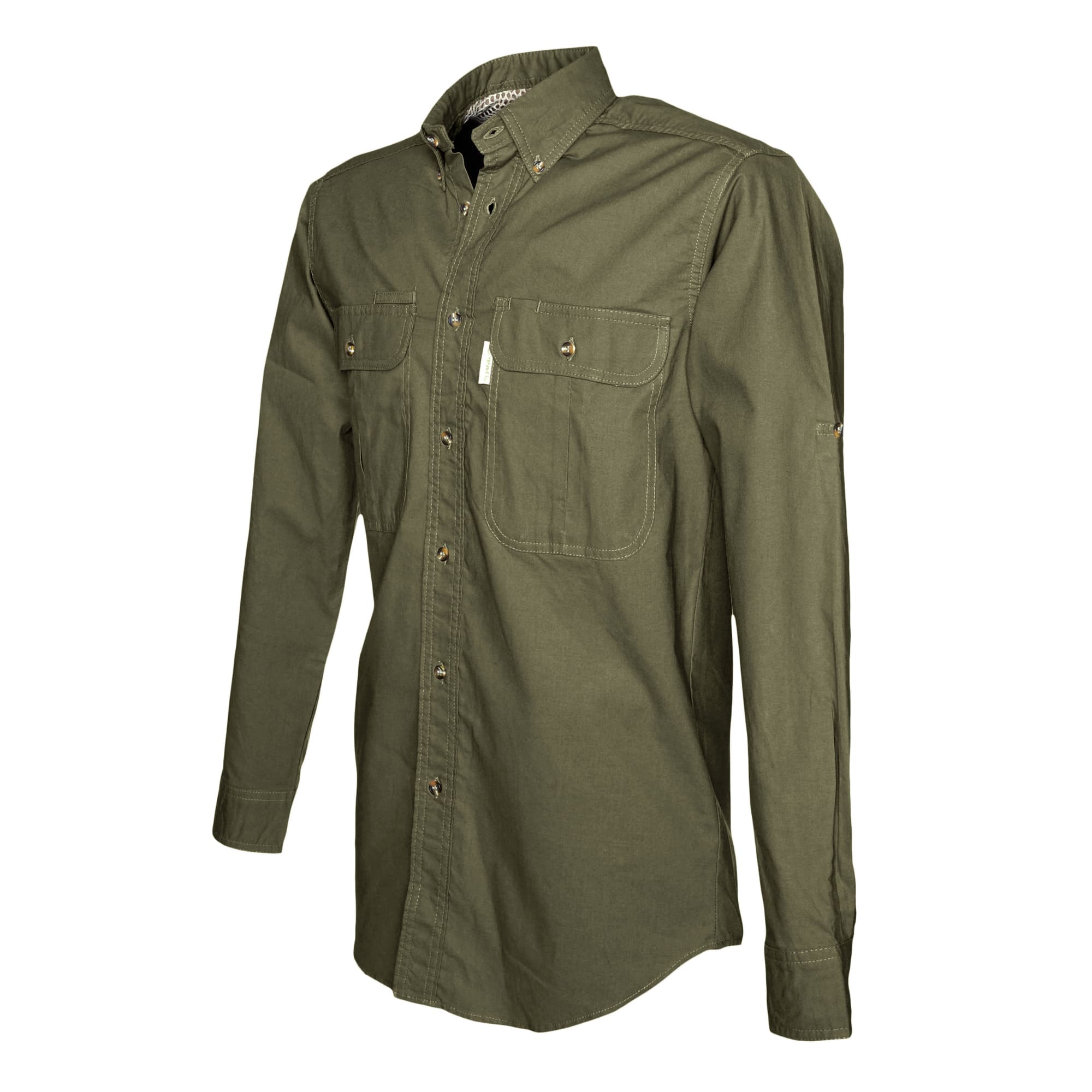 Green shirt with long sleeves on a white background