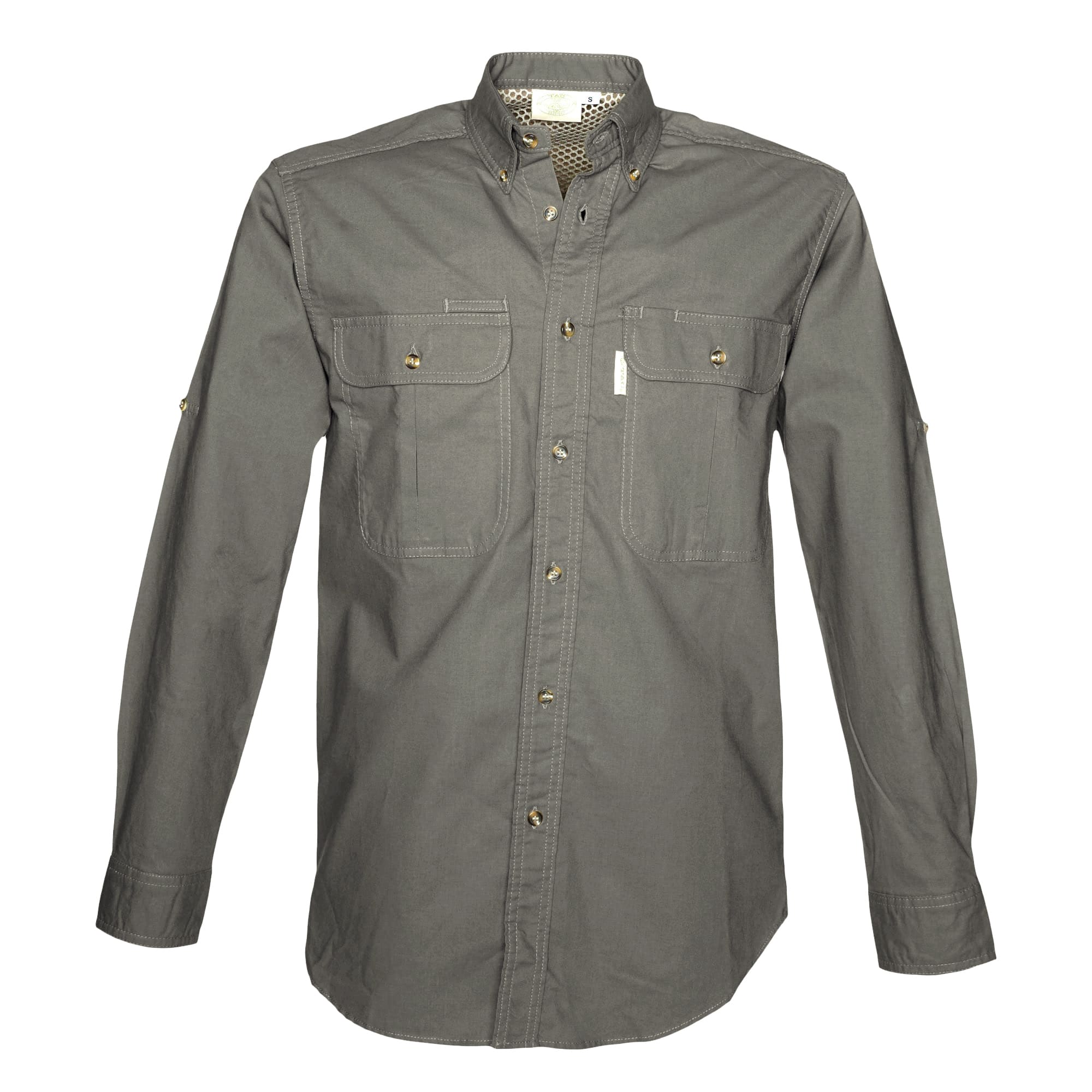 Gray shirt with two front pockets on a white background