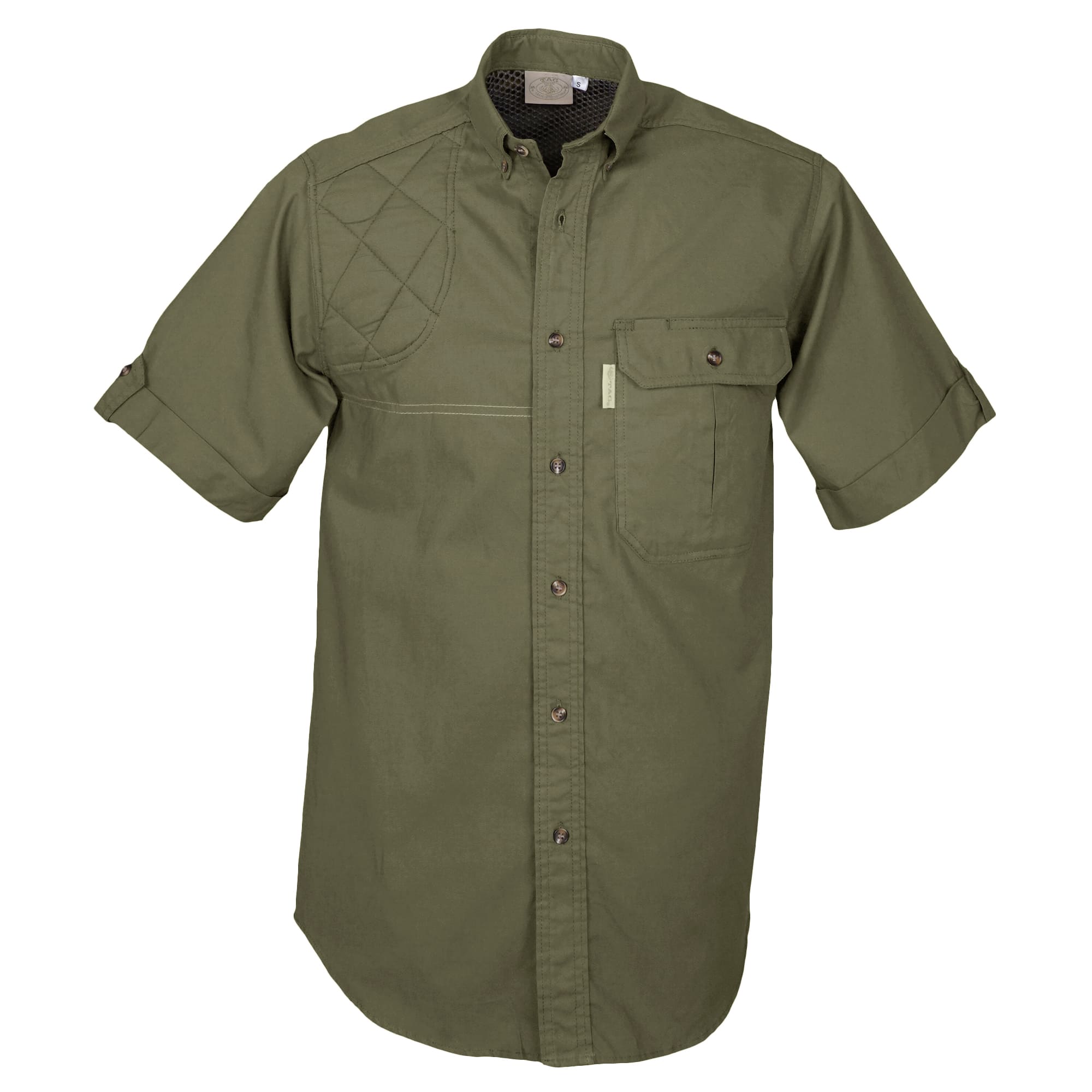 Green short-sleeve shirt on a white background