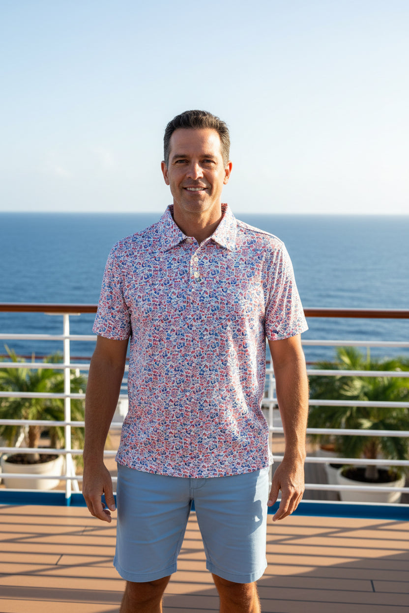 Shirt with colorful pattern and 'JACK' branding on a white background