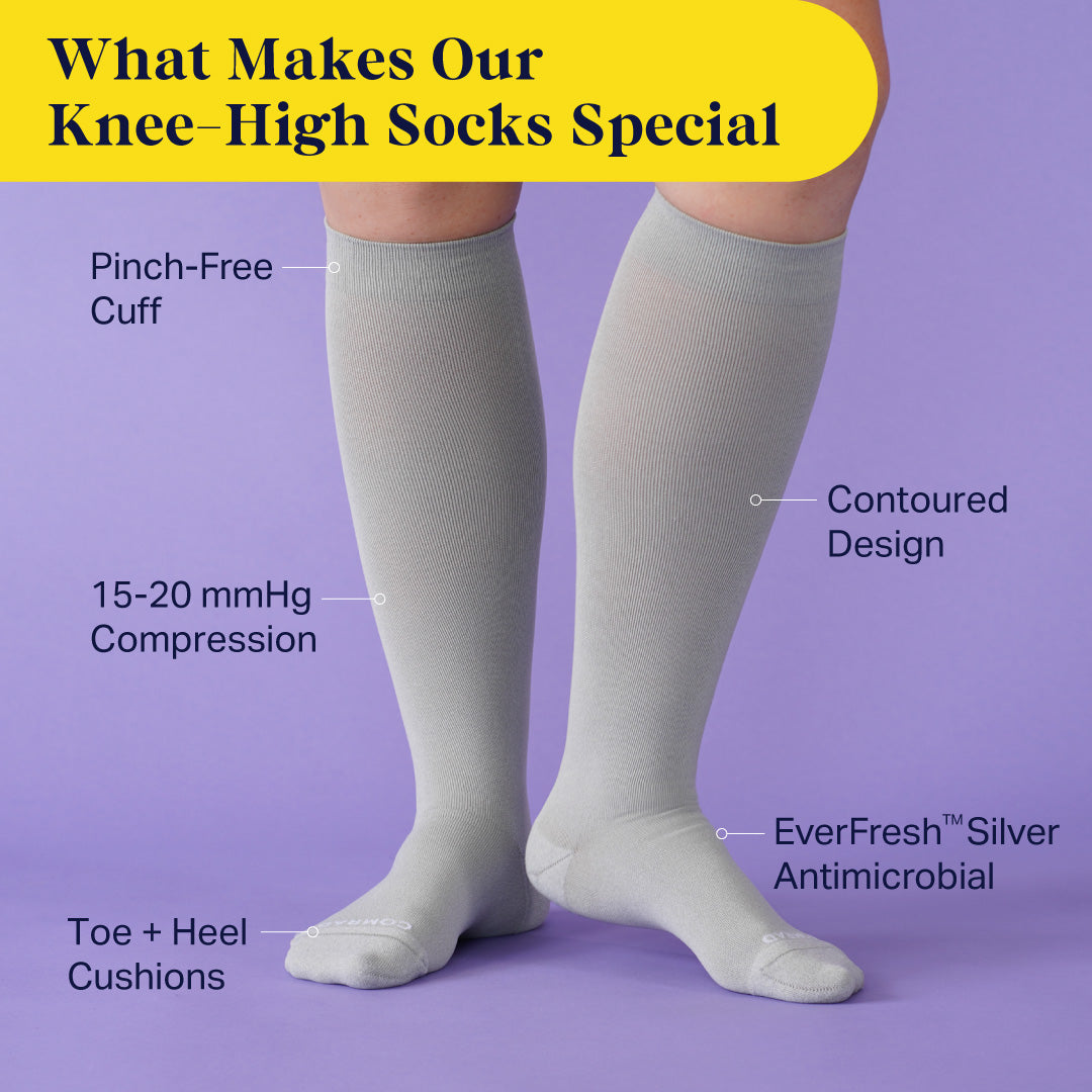 Comrad Knee-High Compression Socks Solid – Heather Grey
