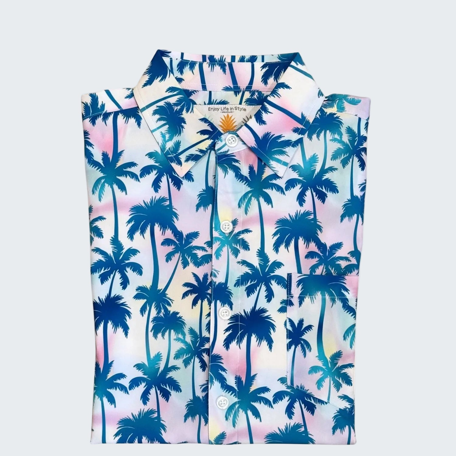 Hawaiian shirt with palm tree pattern and 10 Year Anniversary 2026 Limited Edition text.
