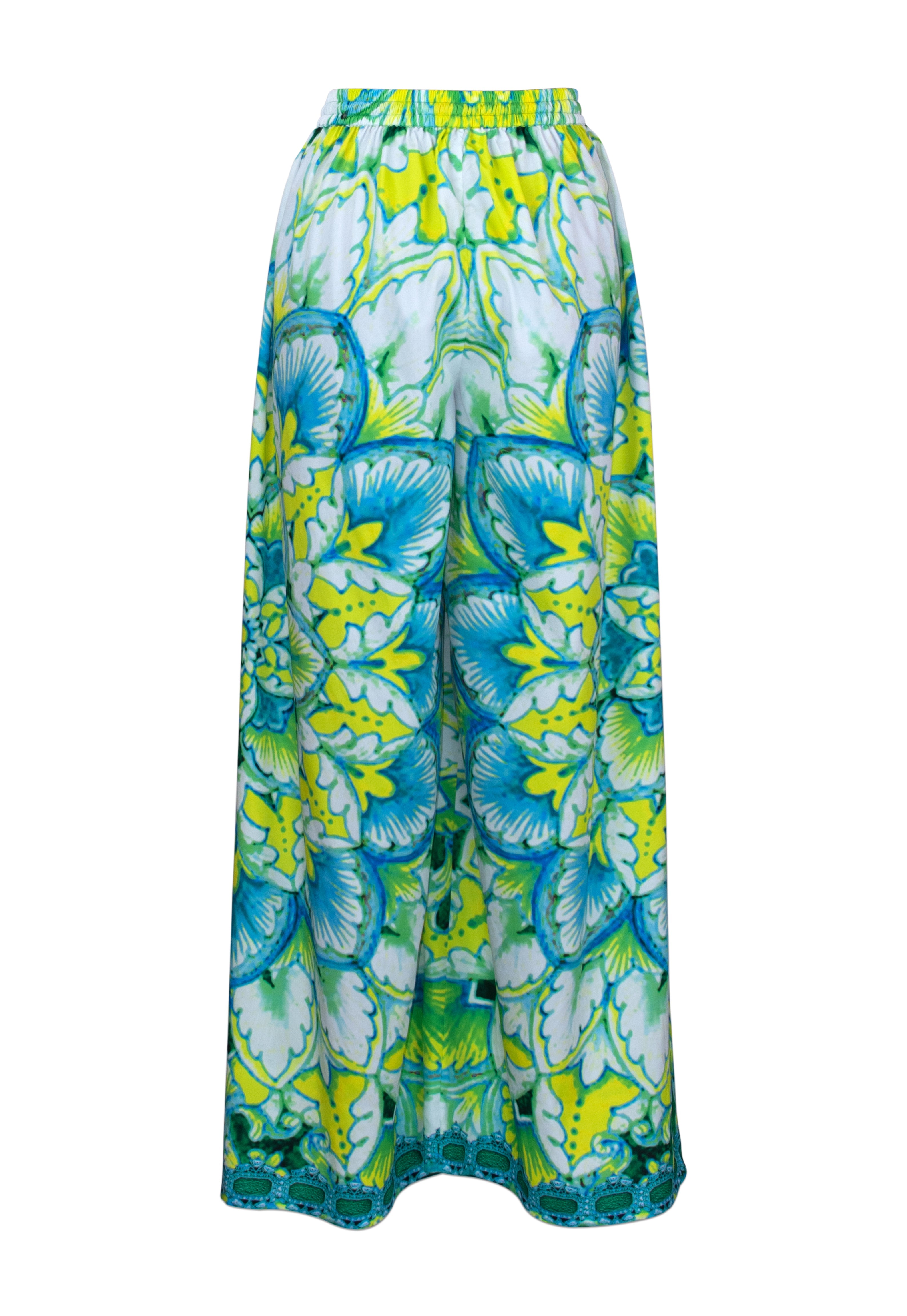 Colorful floral-patterned skirt on a white background