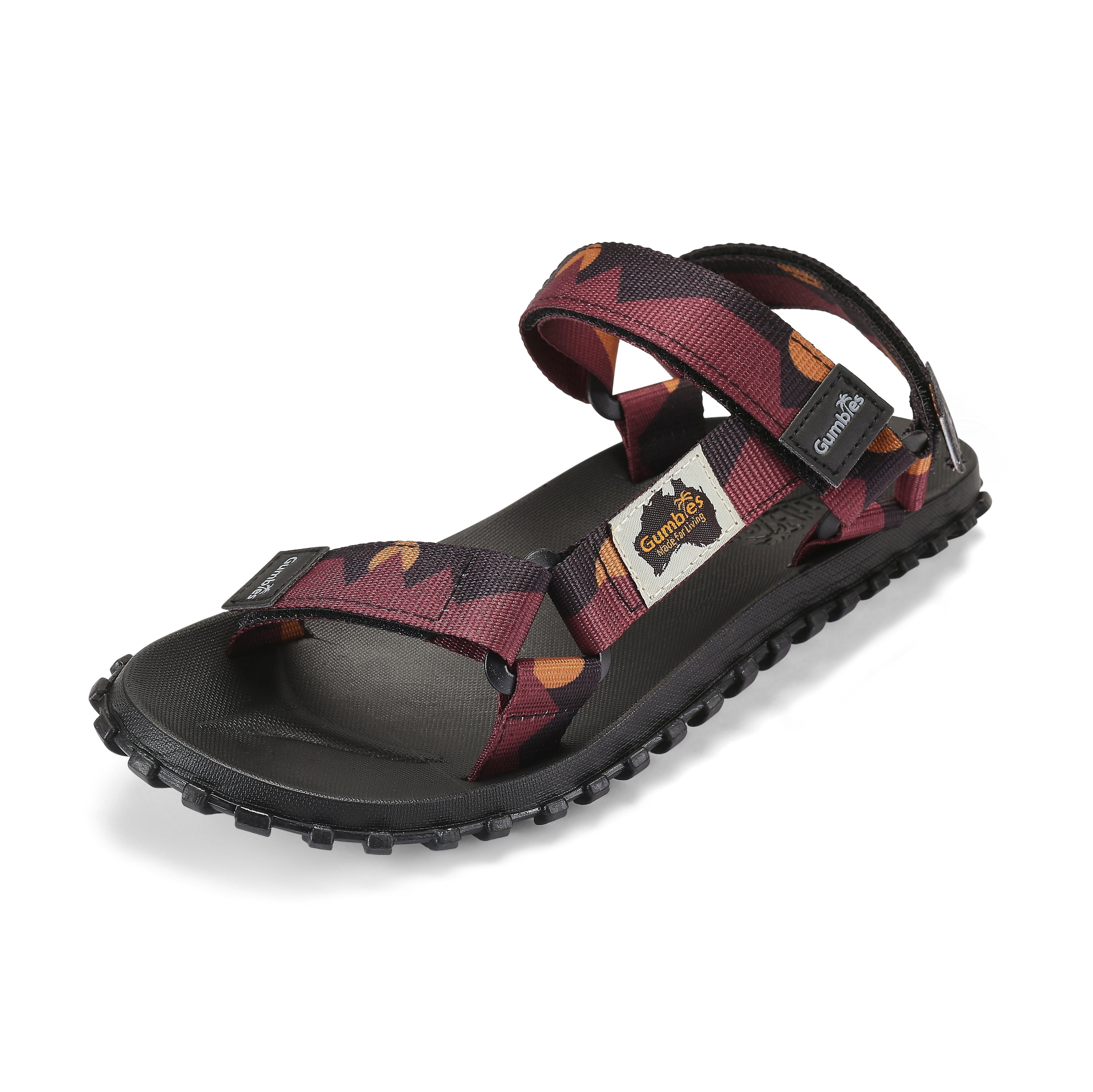 Gumbies Scrambler Sandals Women's Burgundy & Orange