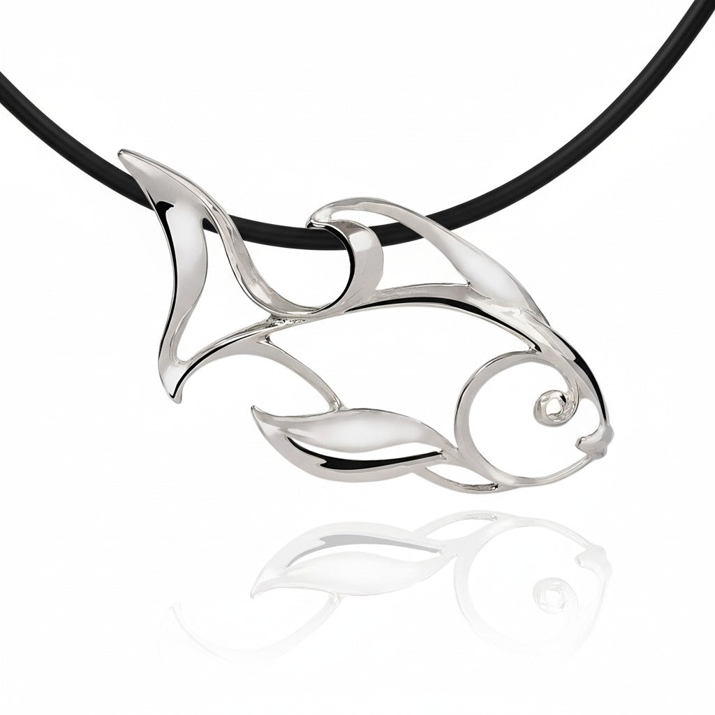 Big Blue Angelfish Necklace Sterling Silver