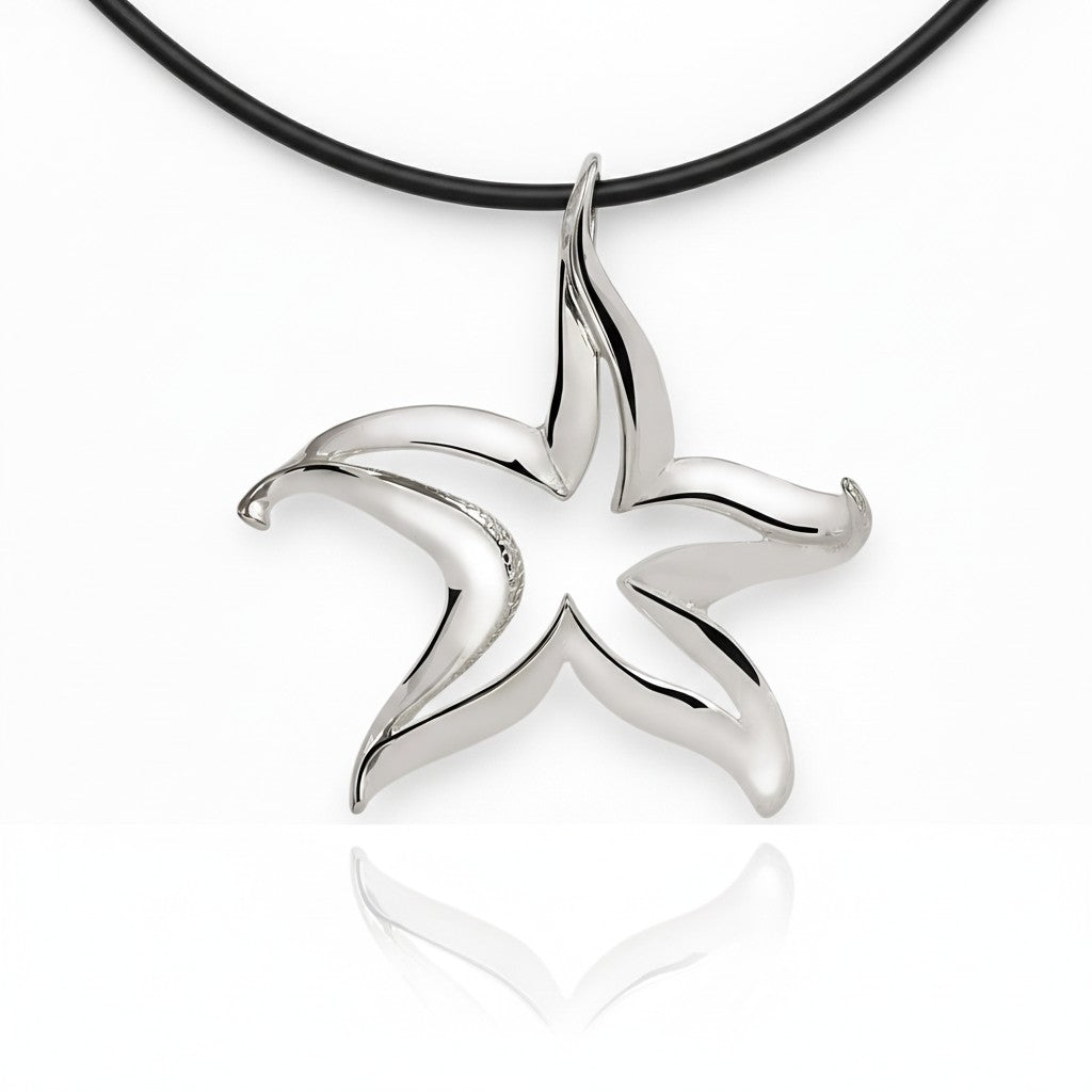 Big Blue Starfish Necklace Sterling Silver