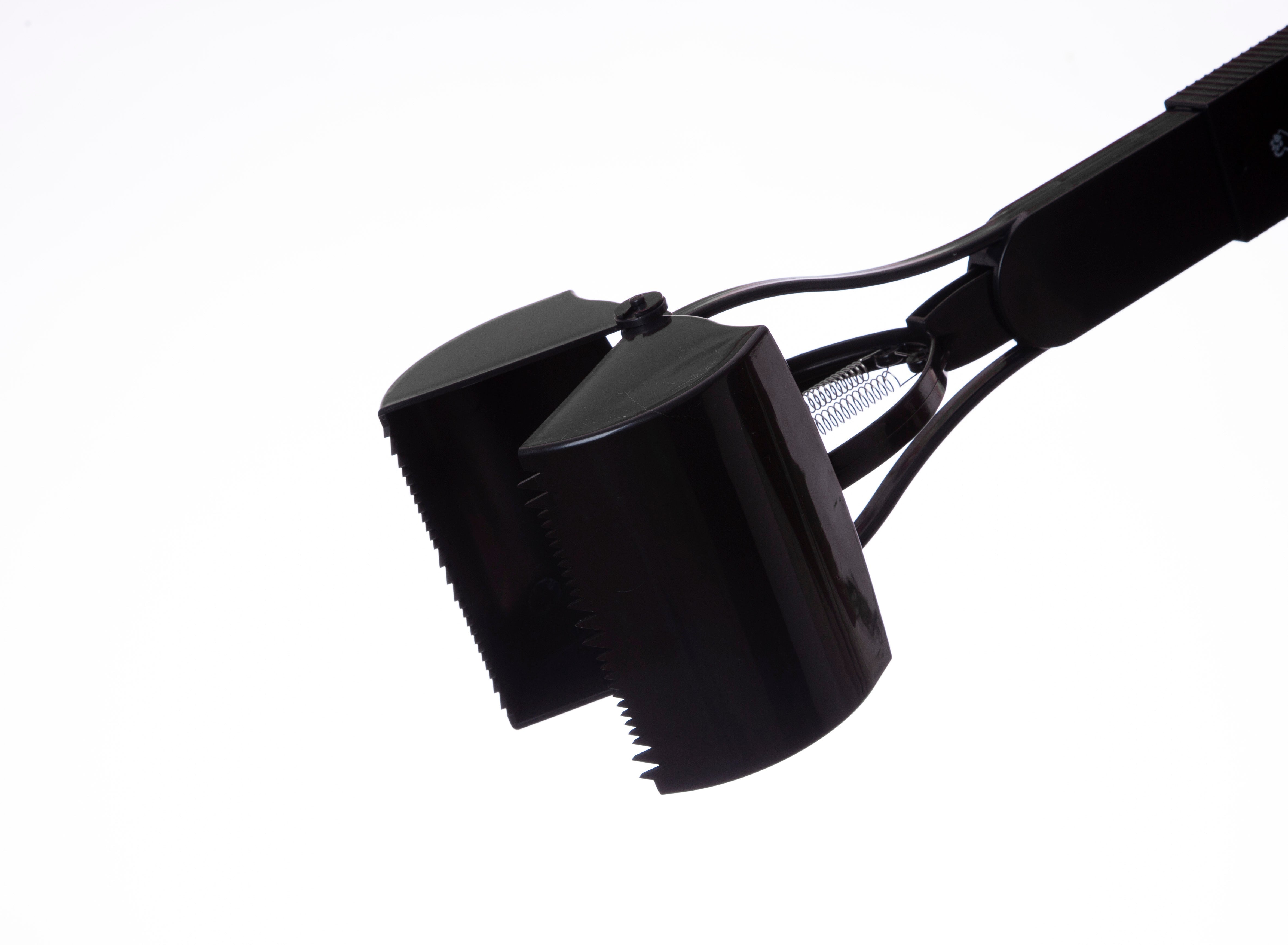 Black metal tool with a handle on a white background