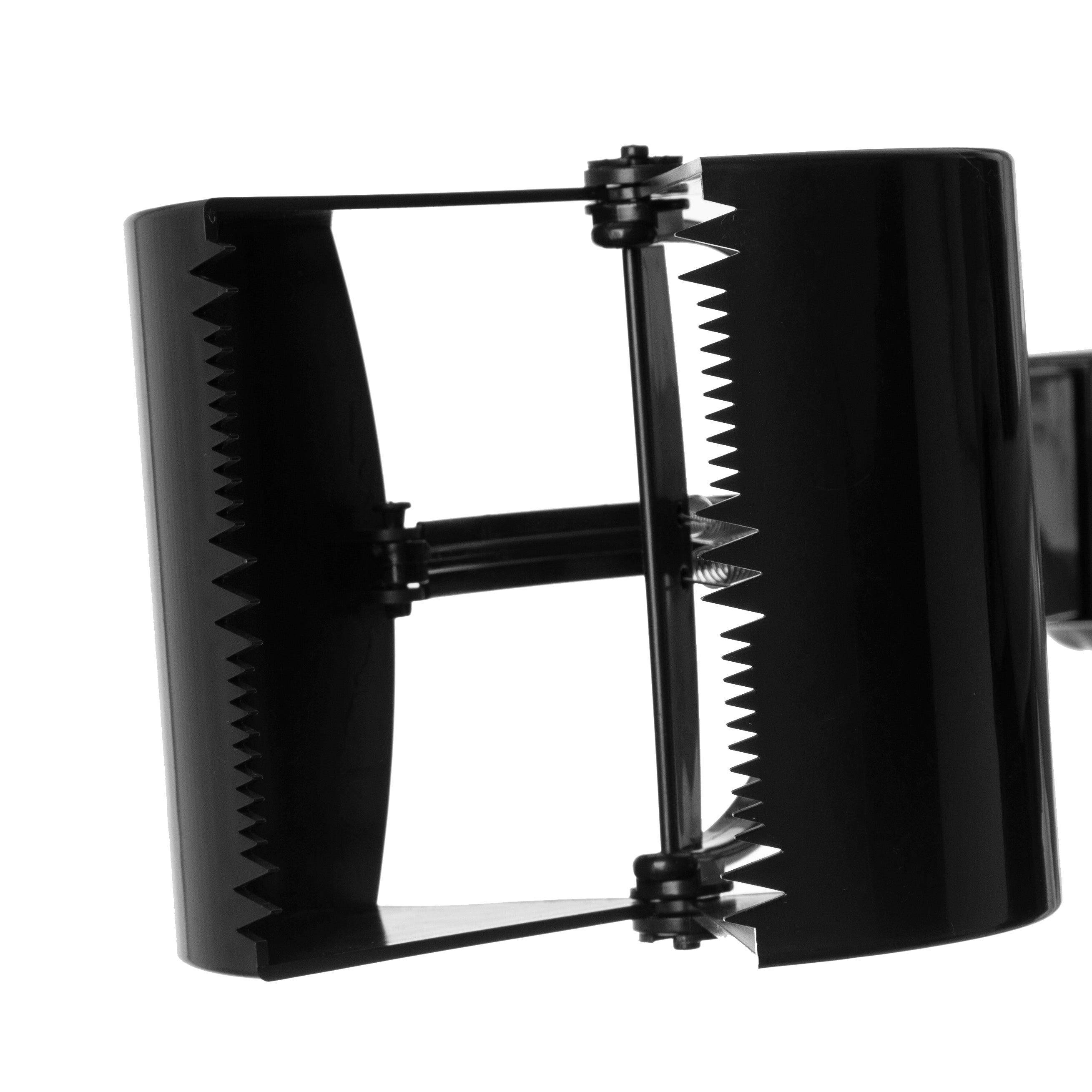 Black metal spiral slicer on a white background
