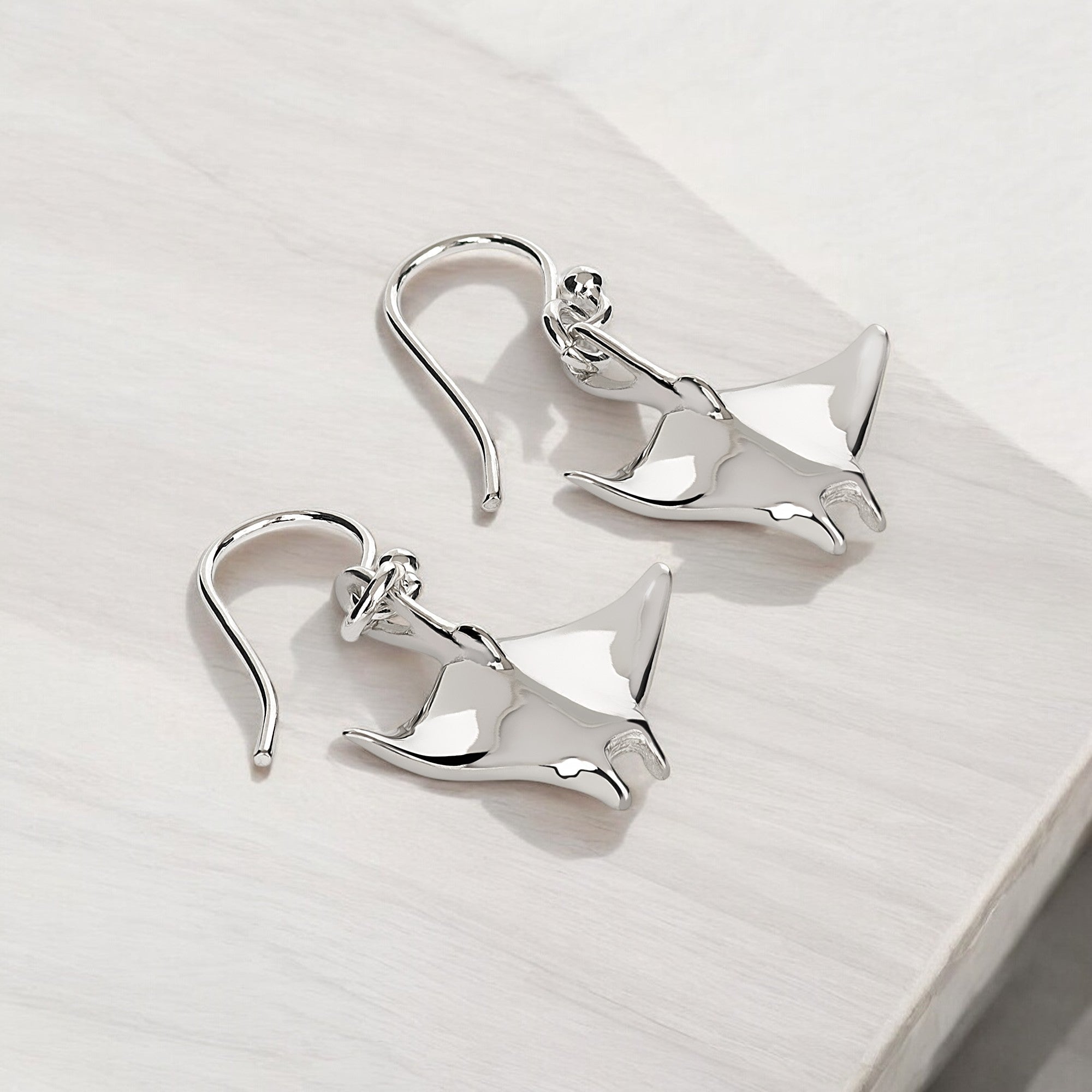 Stingray Charm Sterling Silver Earrings