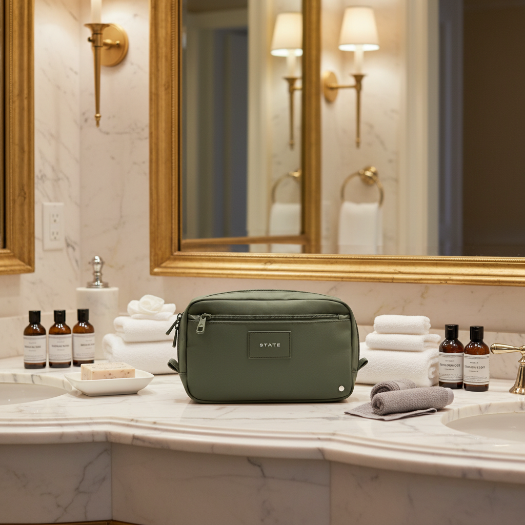 green cosmetic bag