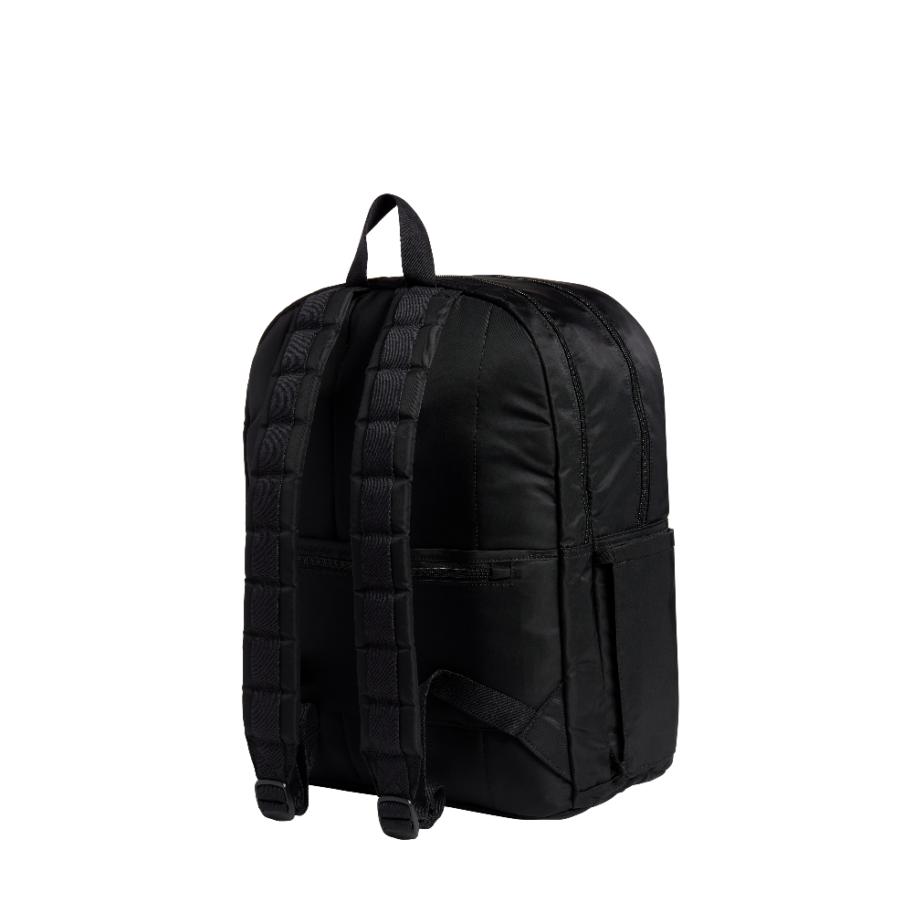 Black backpack on a white background