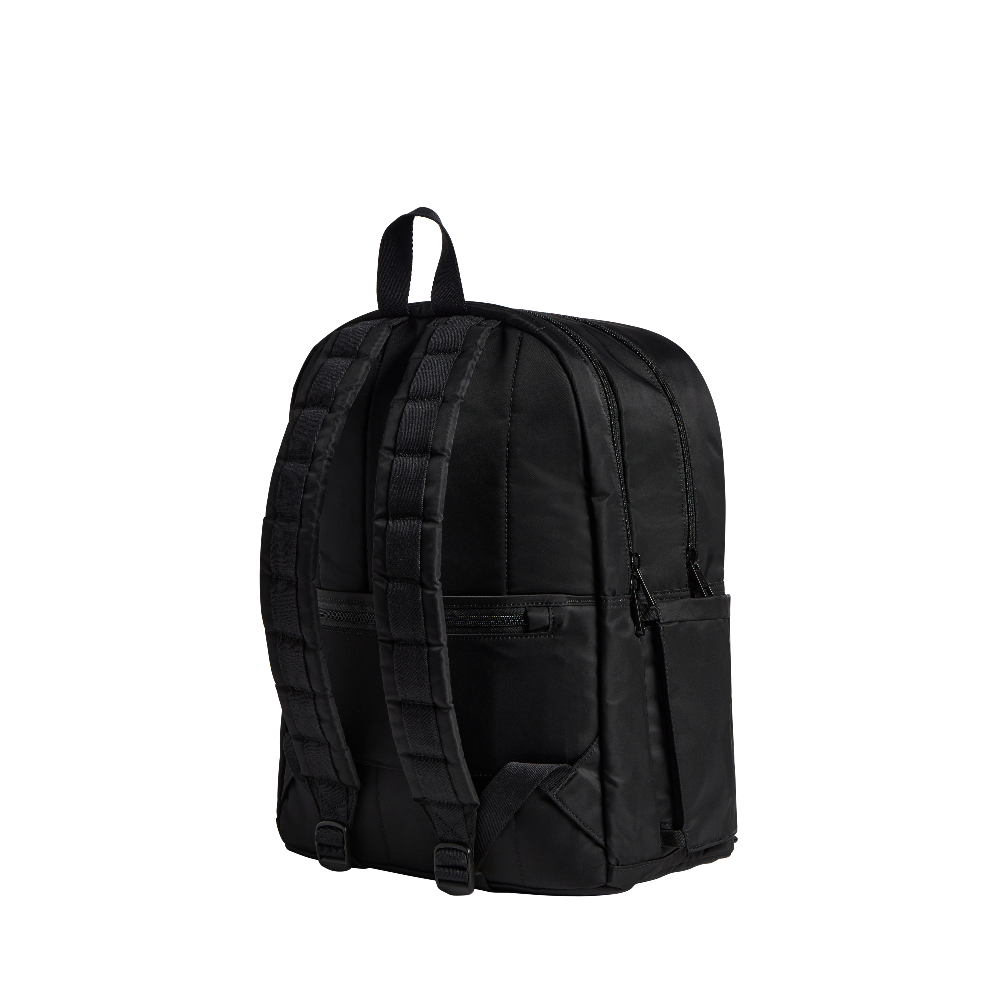 Black backpack on a white background