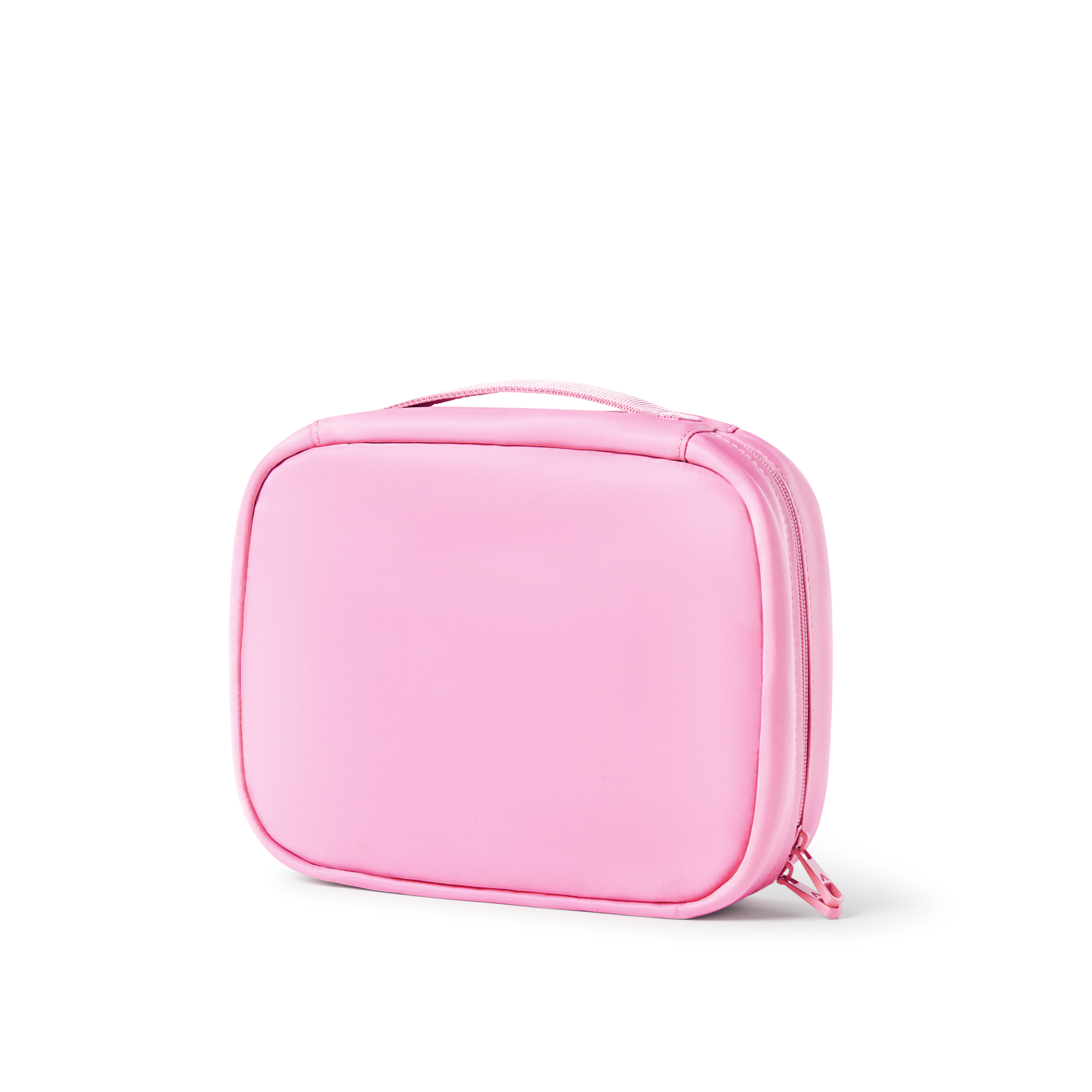 Pink travel case on a white background