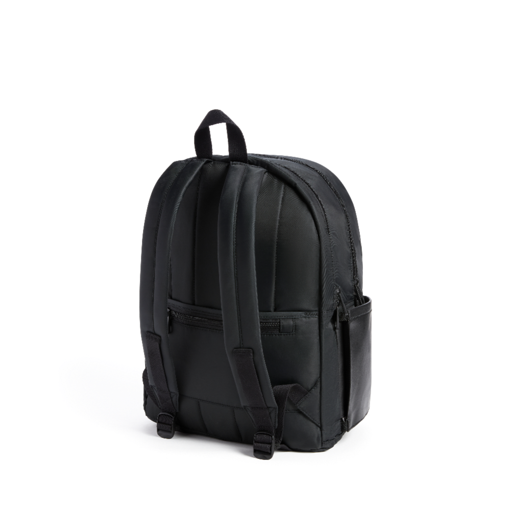 Black backpack on a white background