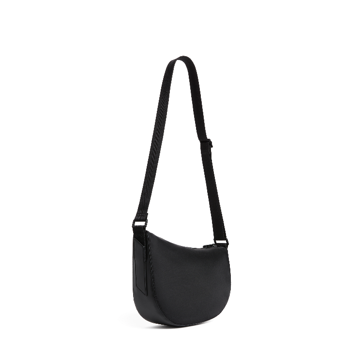 Black shoulder bag on a white background