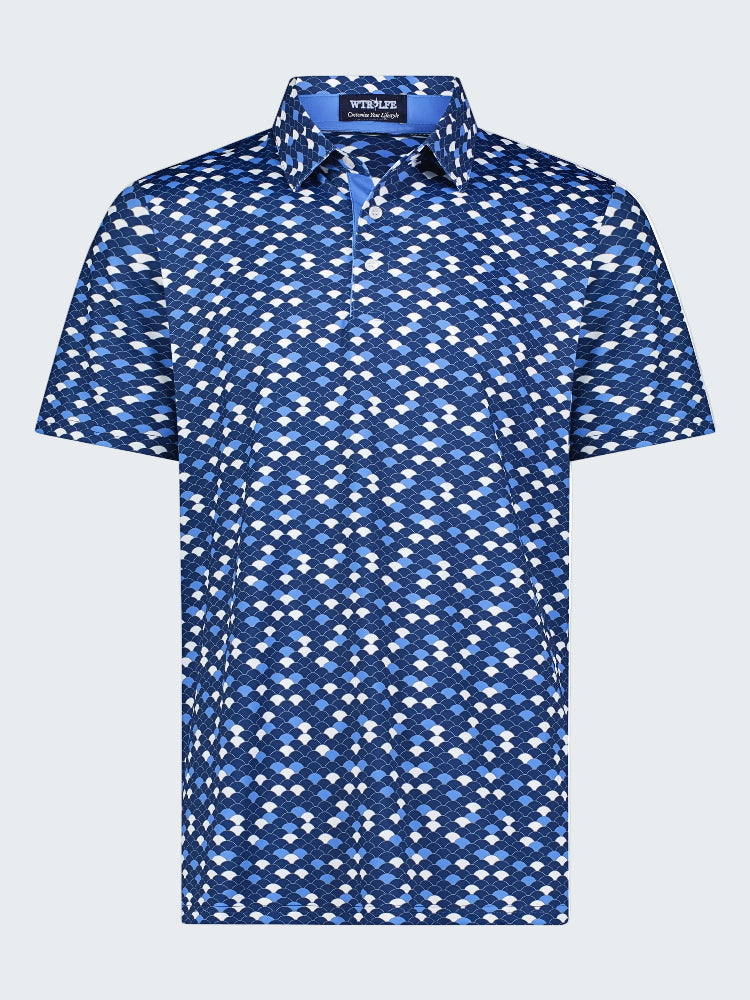Blue patterned shirt on a white background