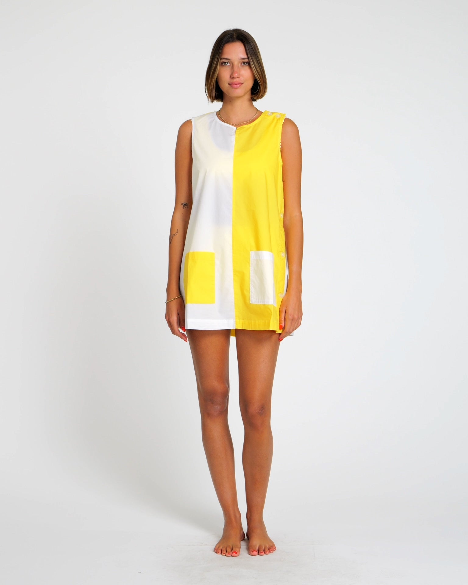 Hammies Two-Tone Smock (Yellow/White)