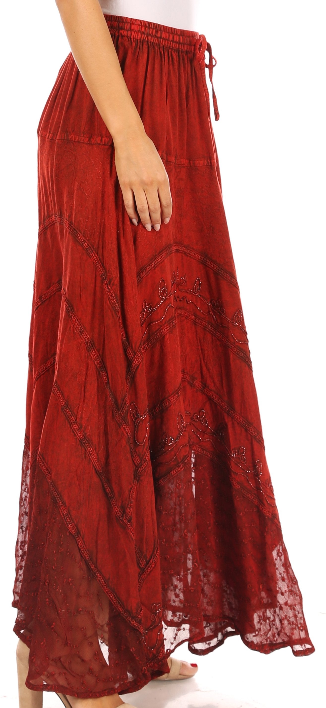 Red patterned skirt on a white background