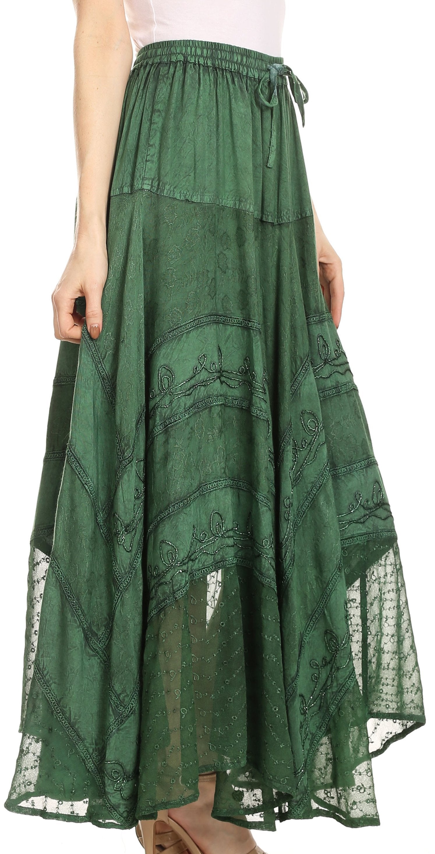 Green patterned skirt on a white background