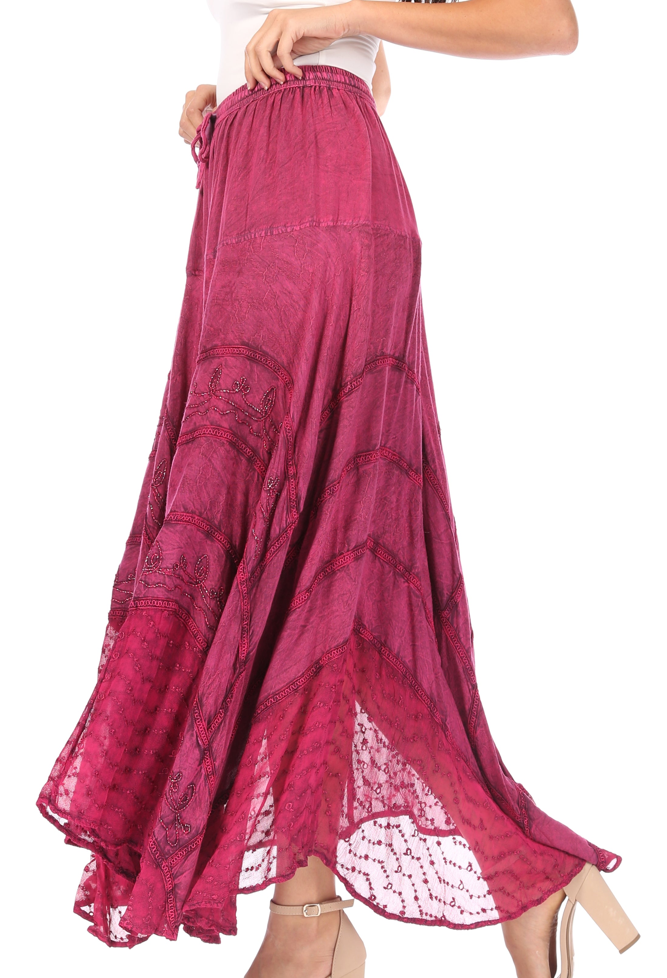 Pink lace skirt with white background