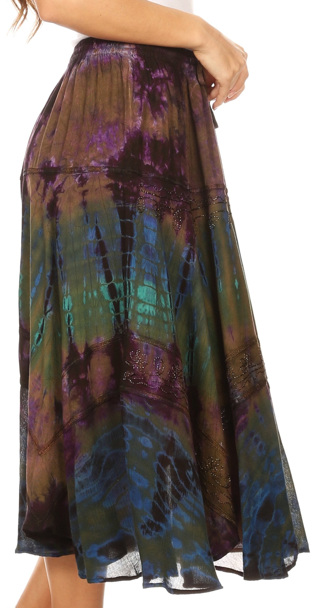 Multicolored patterned skirt on a white background