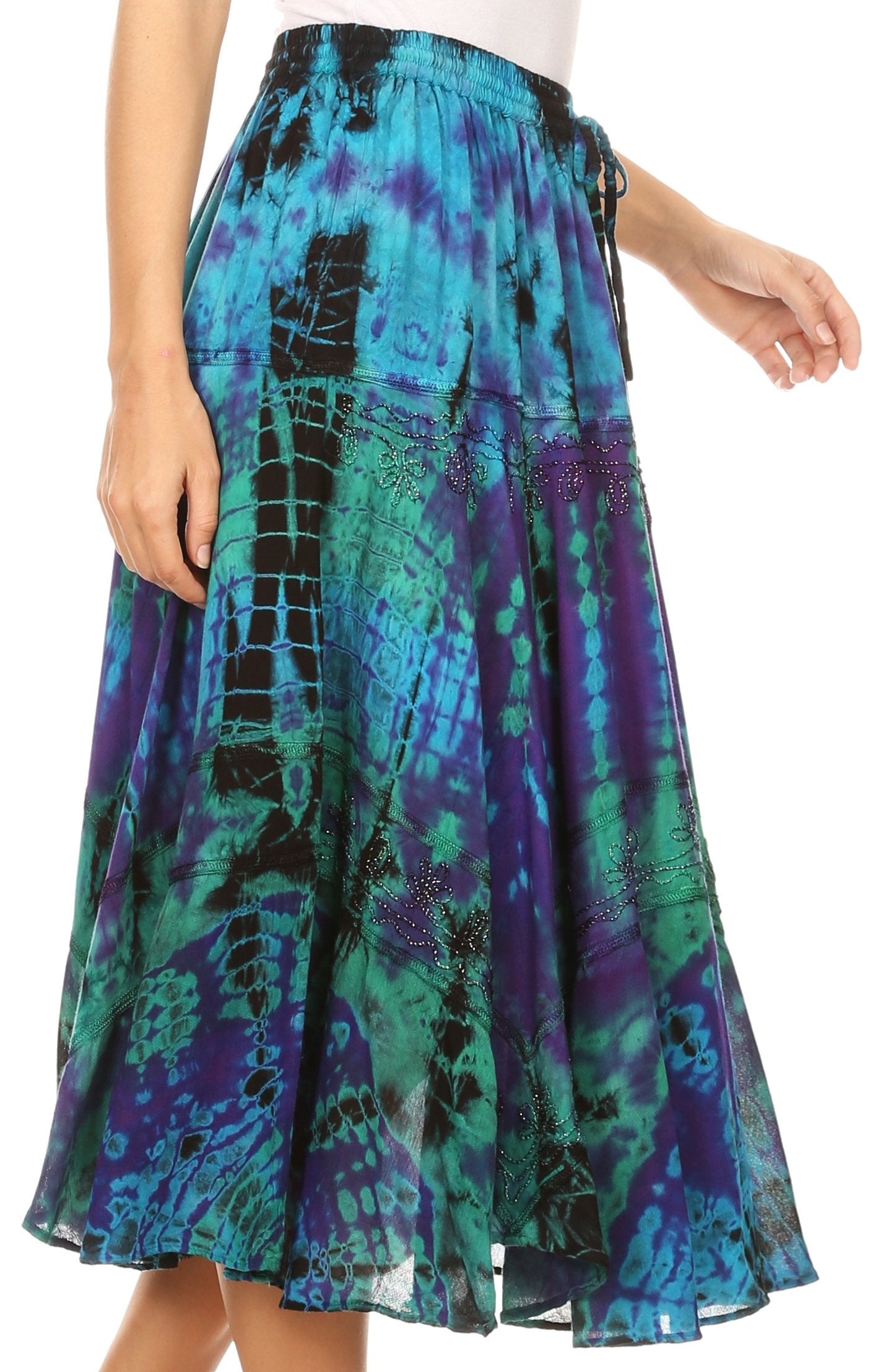 Multicolored tie-dye skirt on a white background