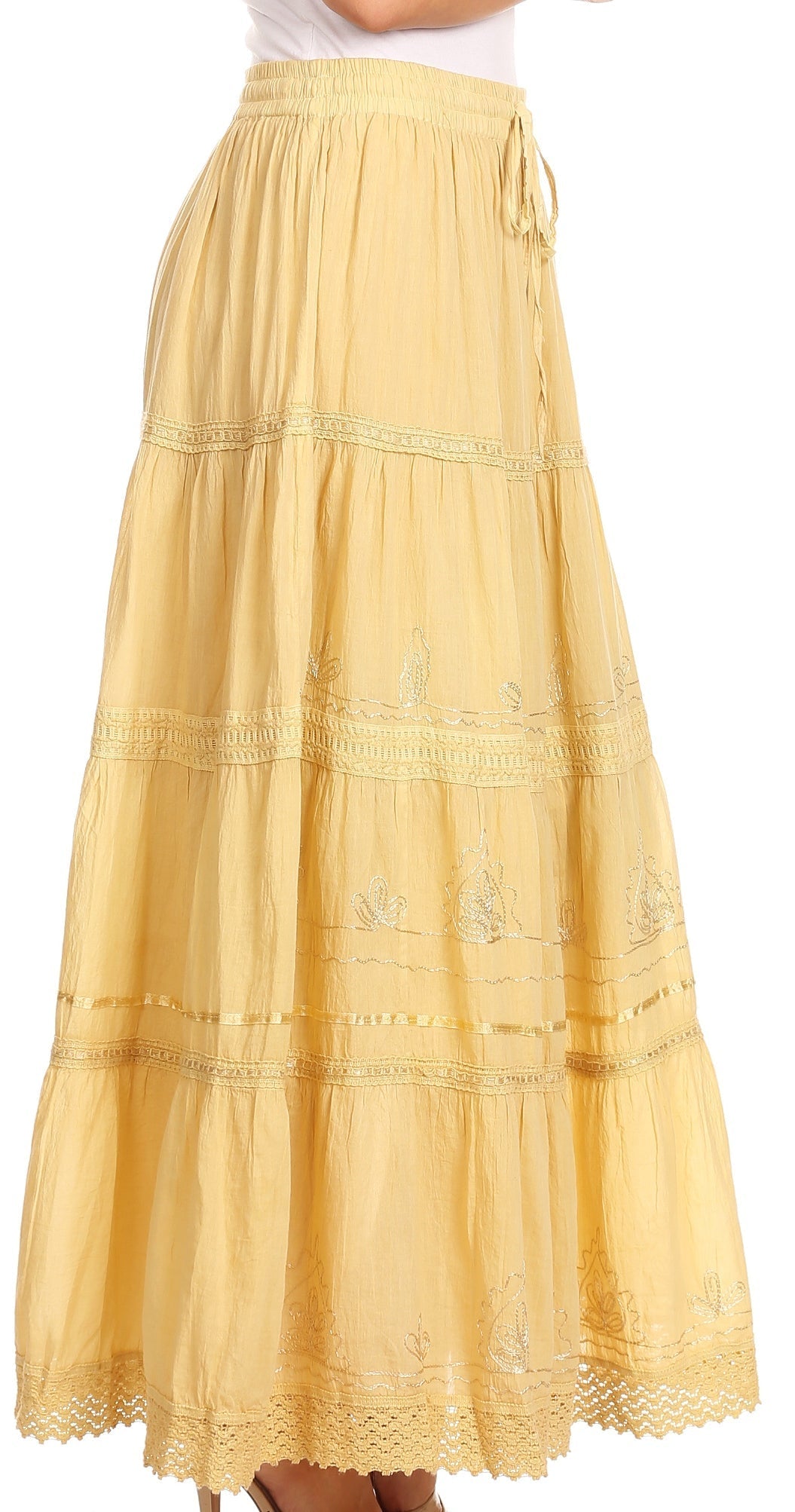 Yellow lace skirt on a white background