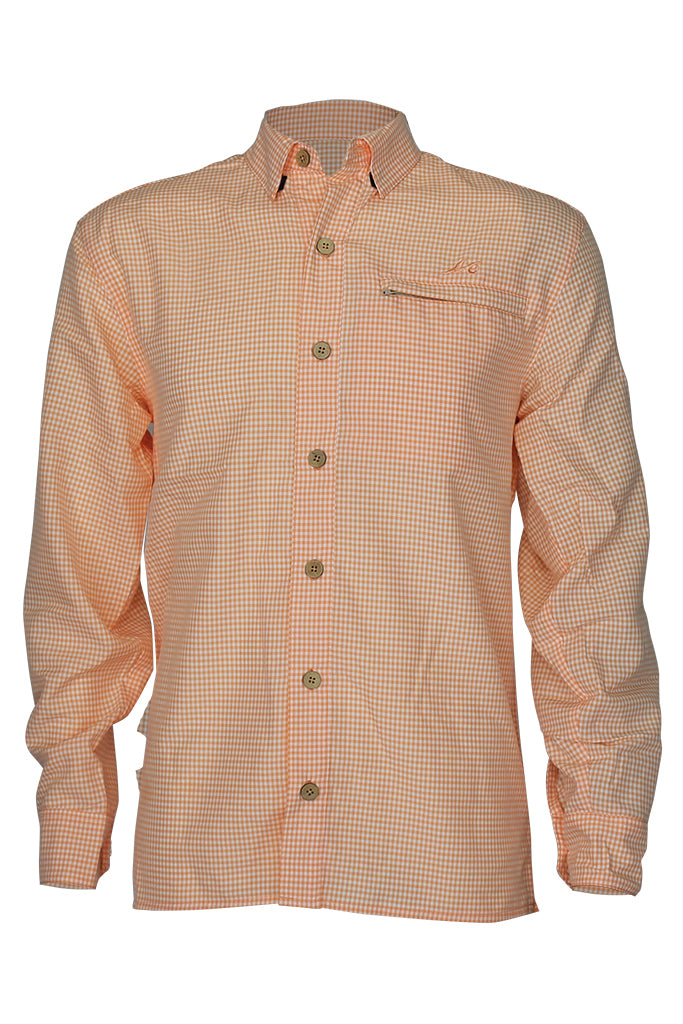 Checkered shirt with long sleeves on a white background