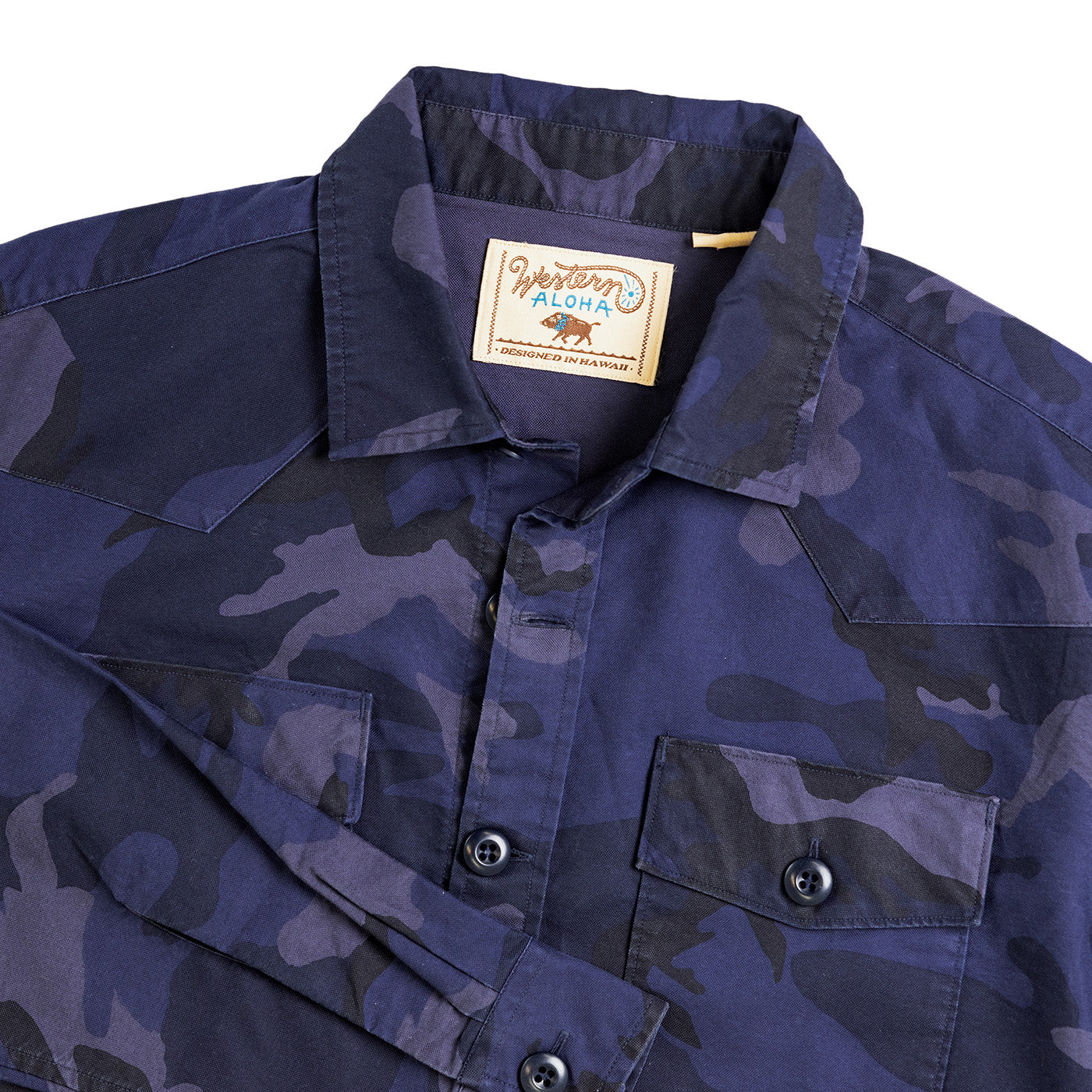 Western Aloha Waimea Overshirt Blue Camo
