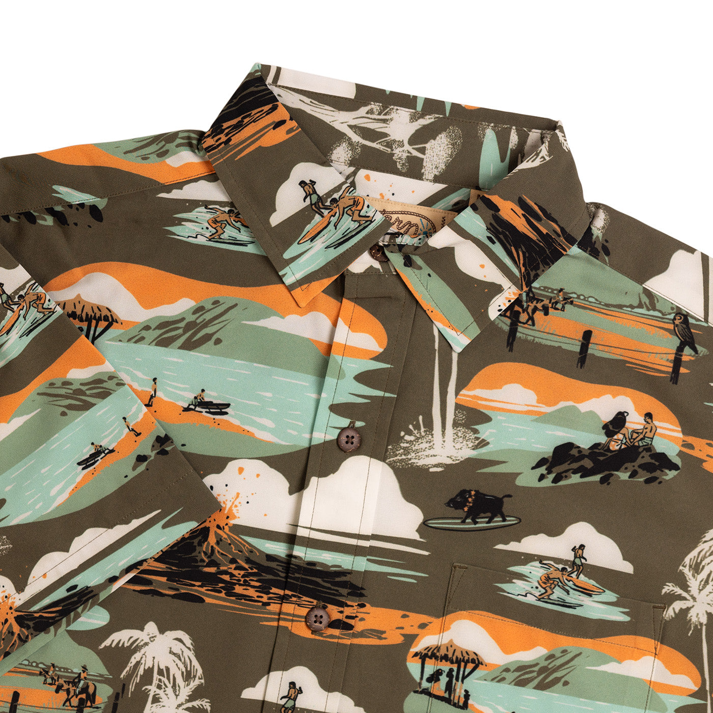 Umbrella with a scenic pattern featuring animals and nature on a dark background