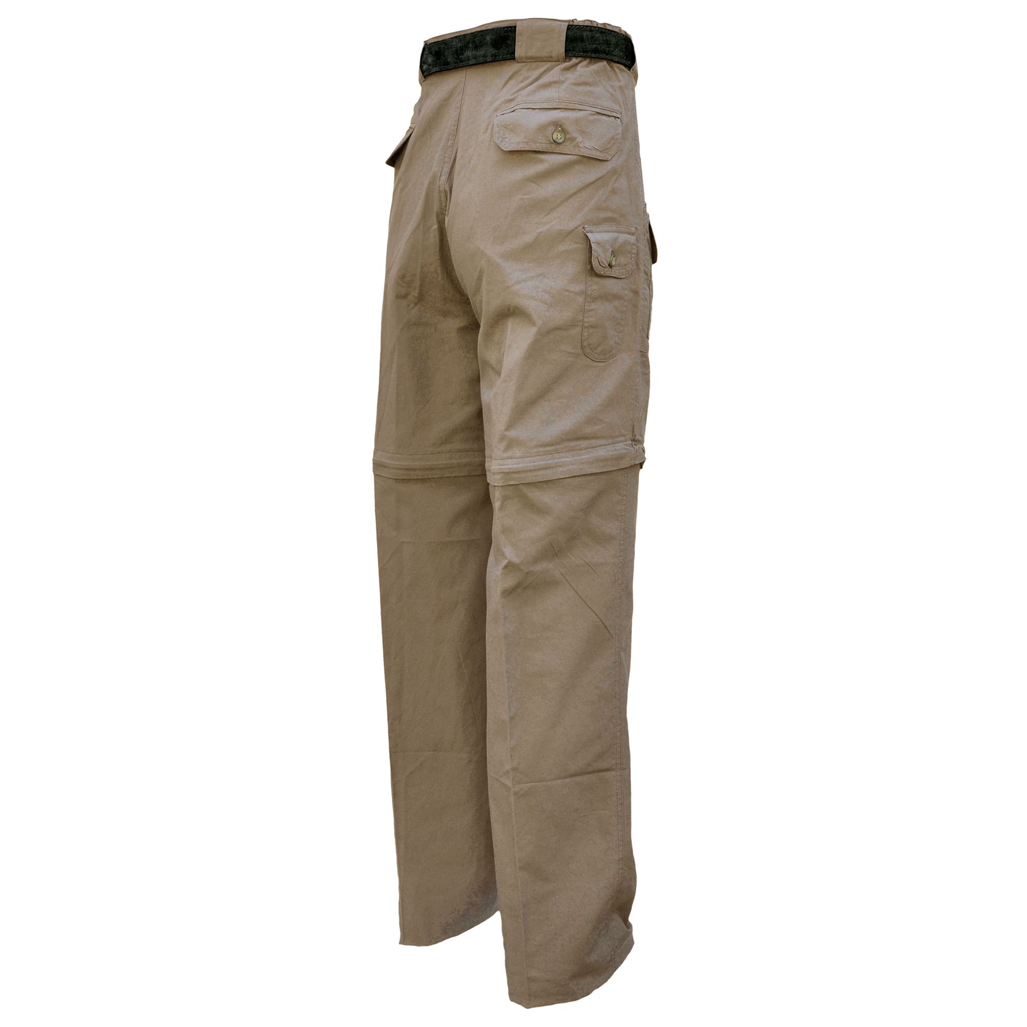 Beige pants with a belt on a white background