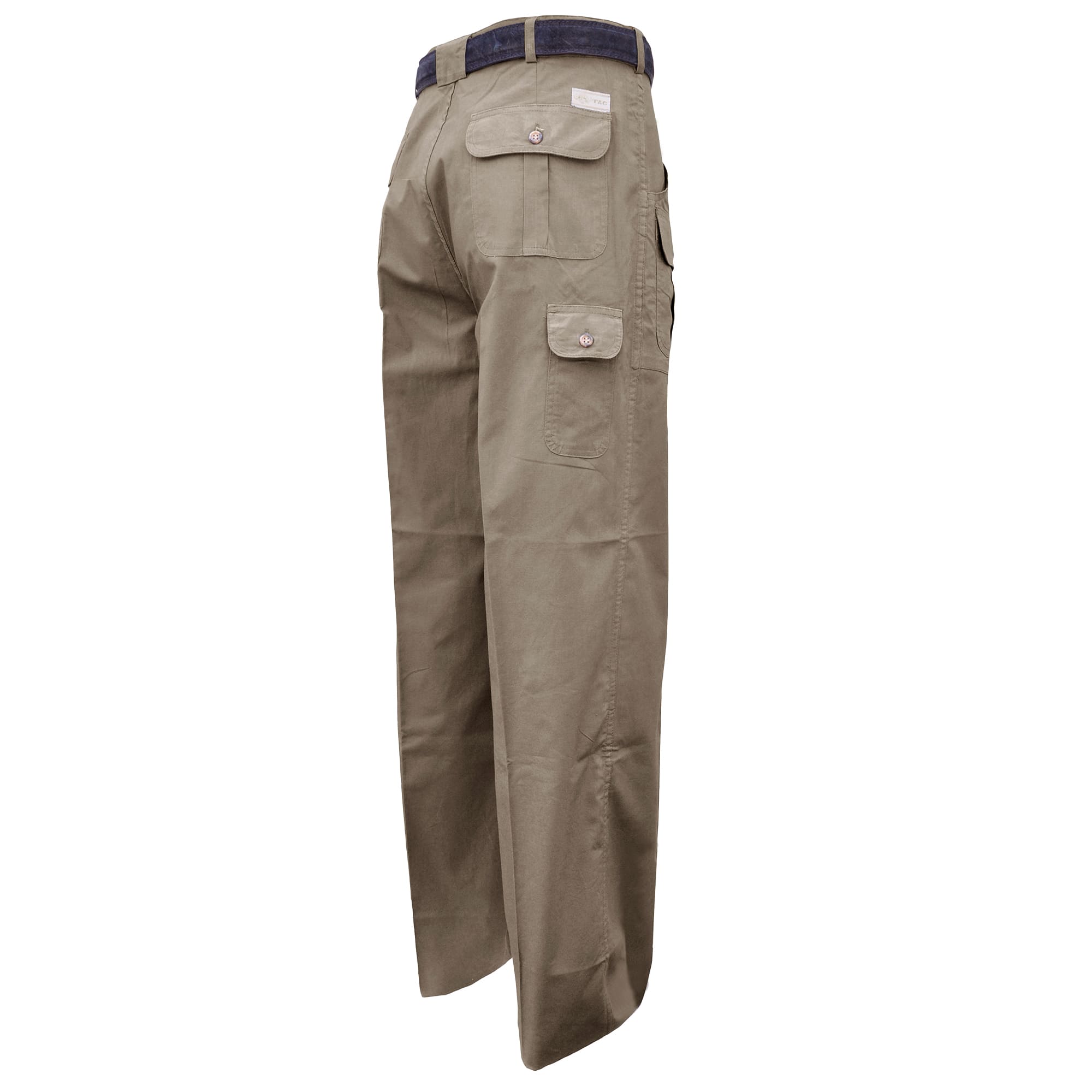 Beige pants with a belt on a white background