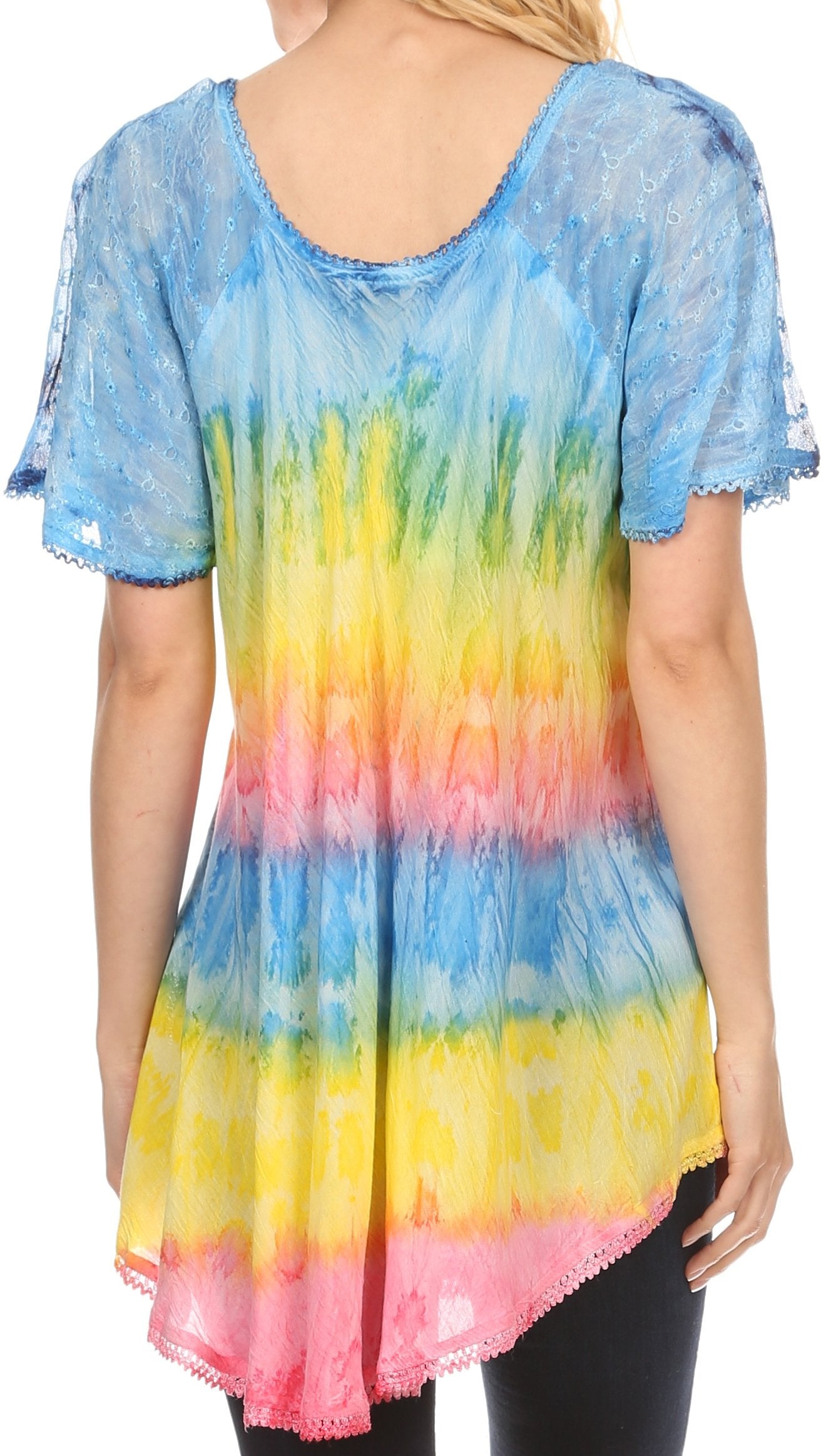 Tie-dye shirt with a colorful gradient on a plain background