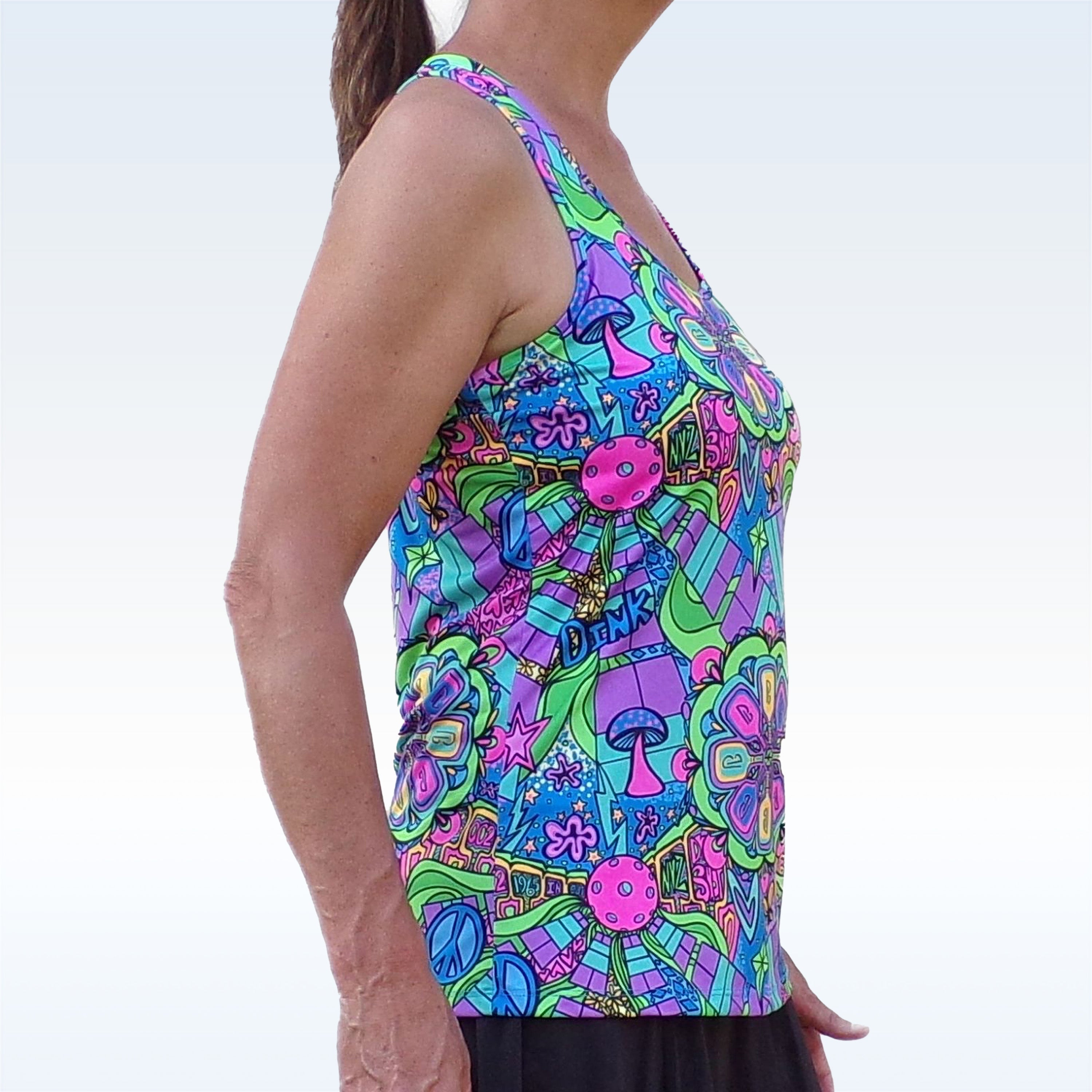 Pickleball Bella Racerback Tank Groovy