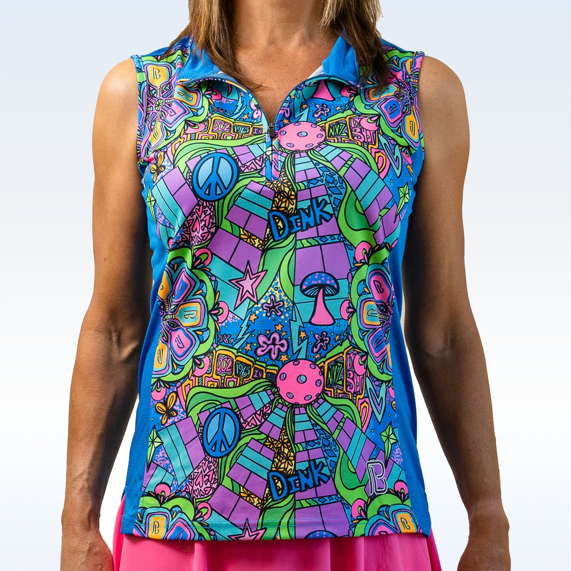 Pickleball Bella 1/4 Zip Sleeveless Groovy