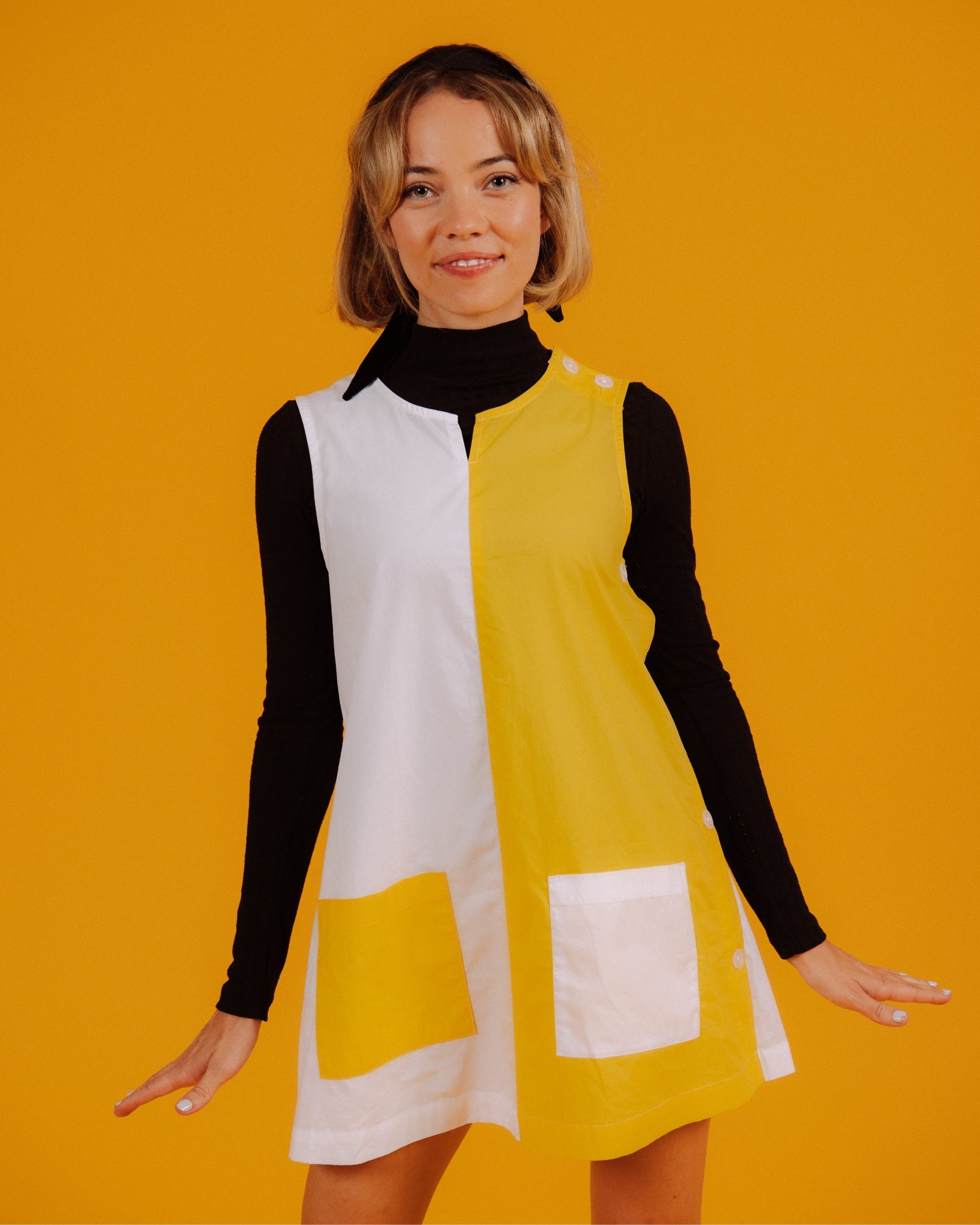 Hammies Two-Tone Smock (Yellow/White)