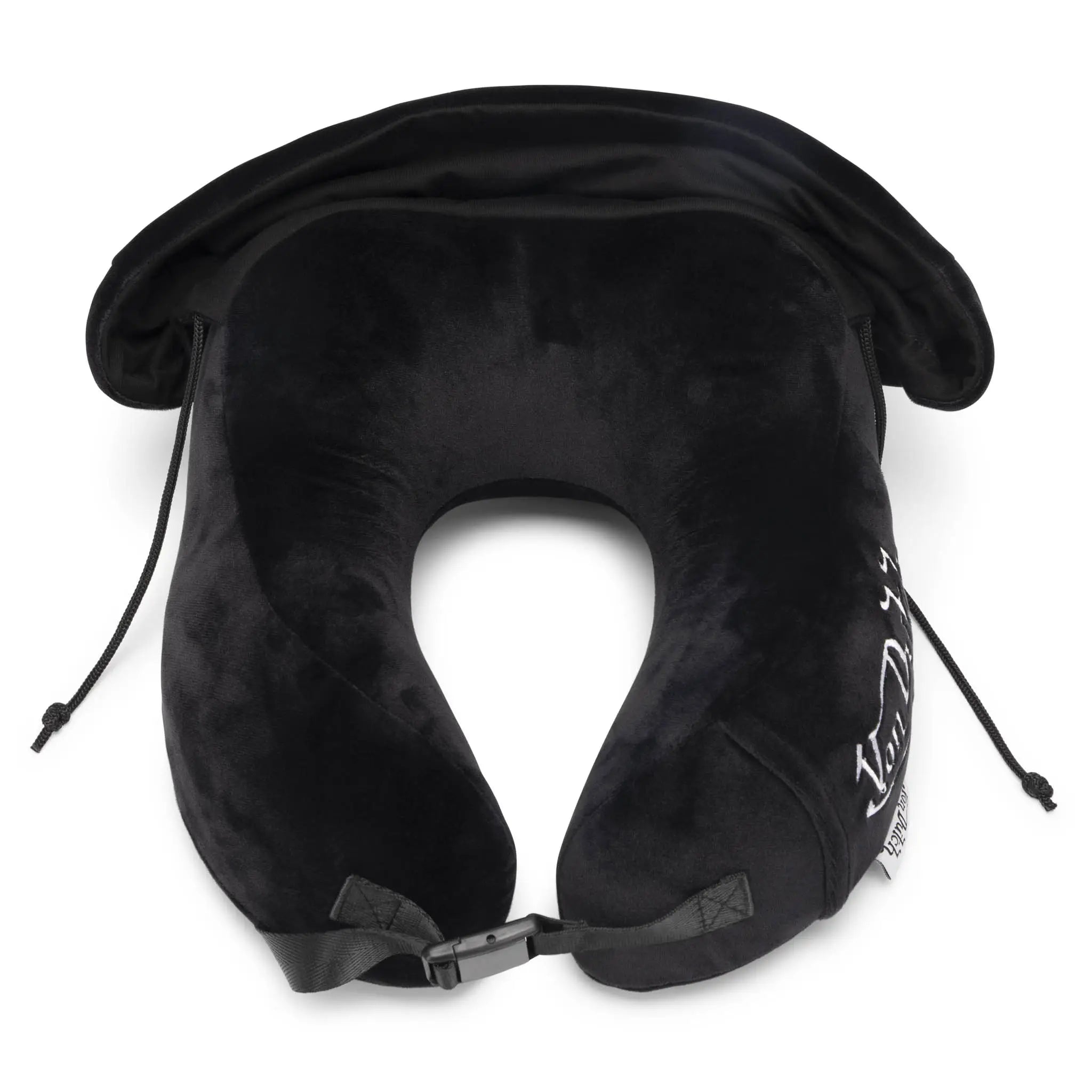 Black travel neck pillow on a white background
