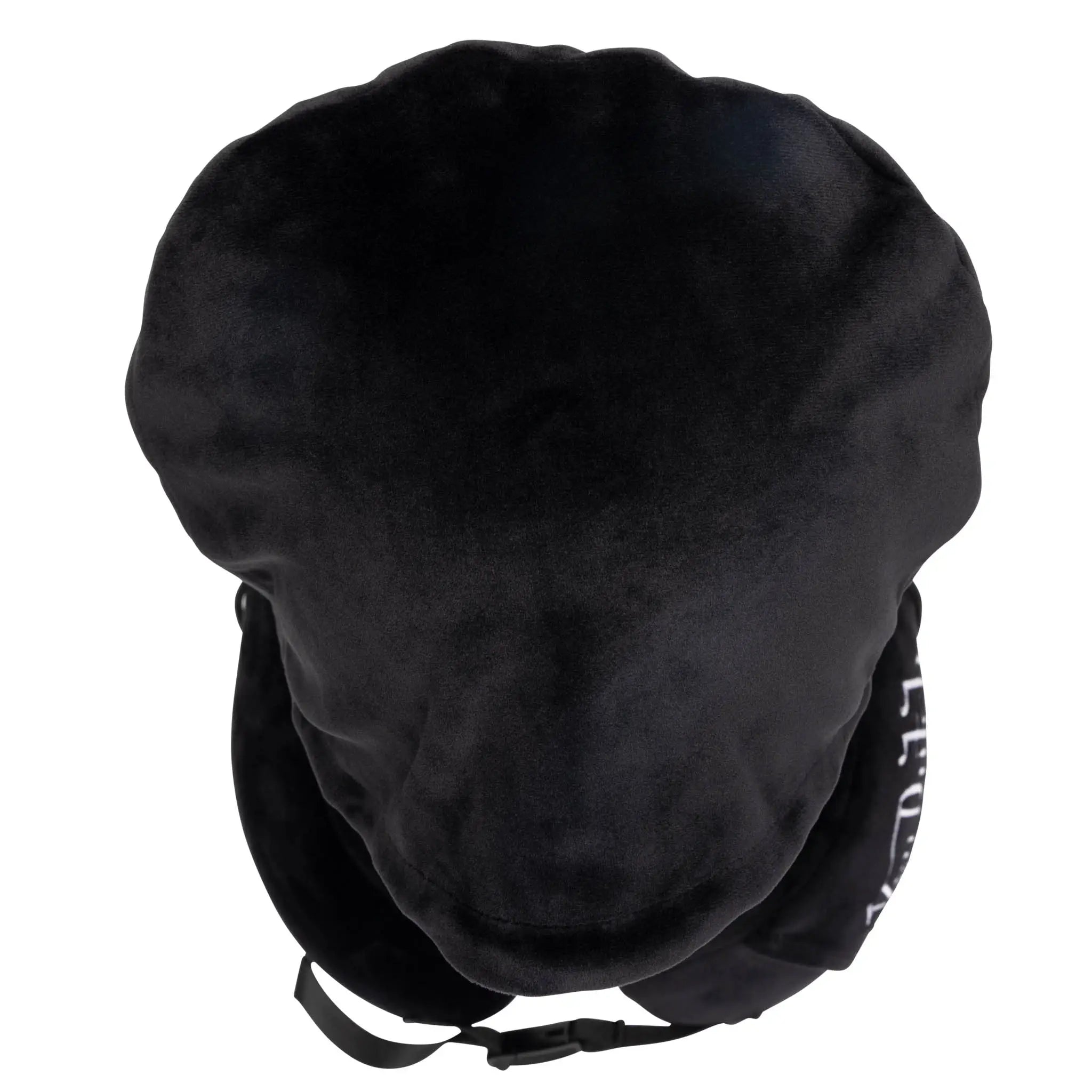 Black backpack with a hood on a white background