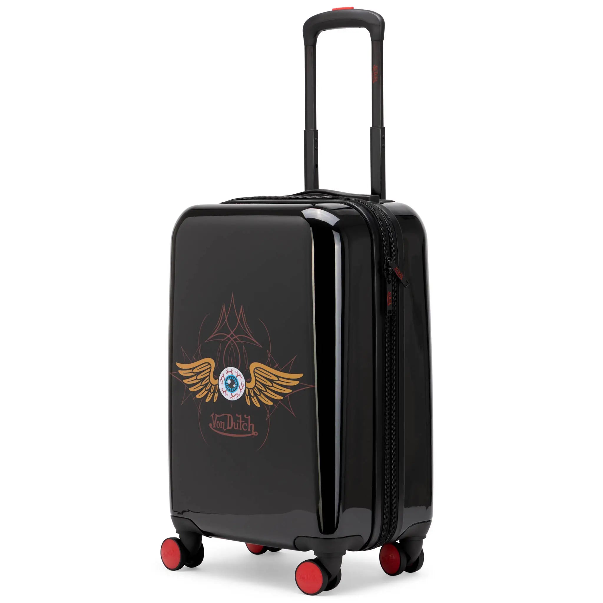 Black suitcase with a design on a white background
