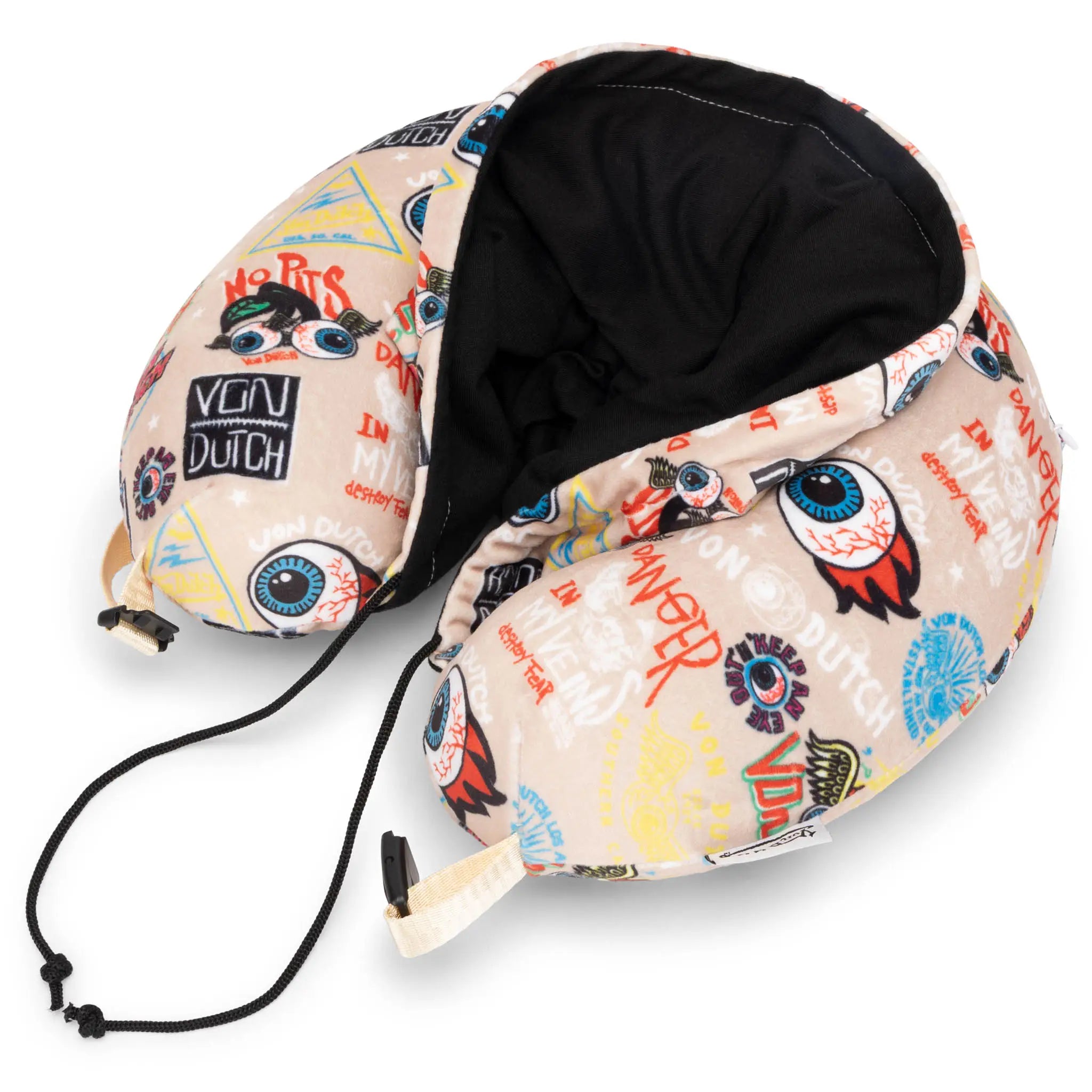 Neck pillow with colorful design on a white background