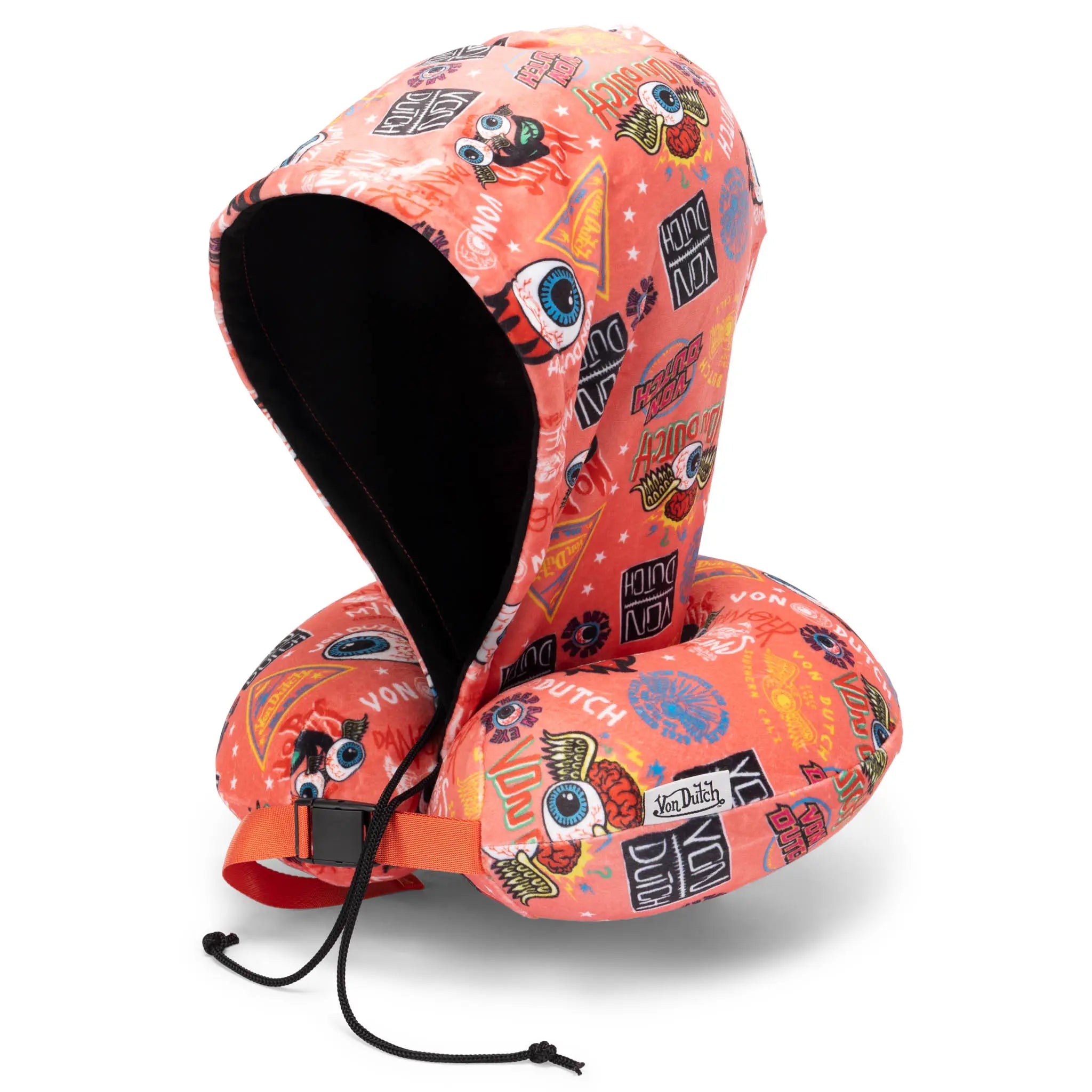 Colorful inflatable life jacket with cartoon character design on a white background